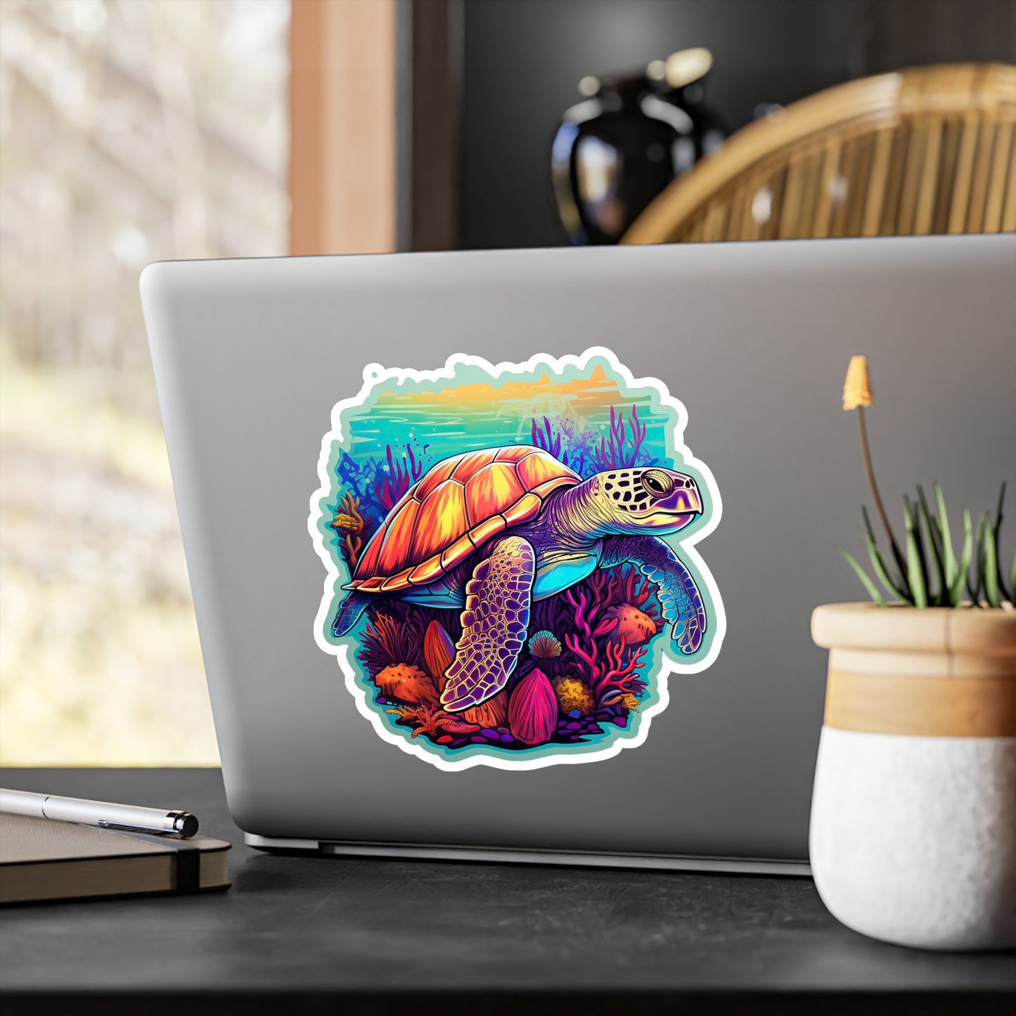 Hawksbill Haven: Coral Reef Anime Sticker