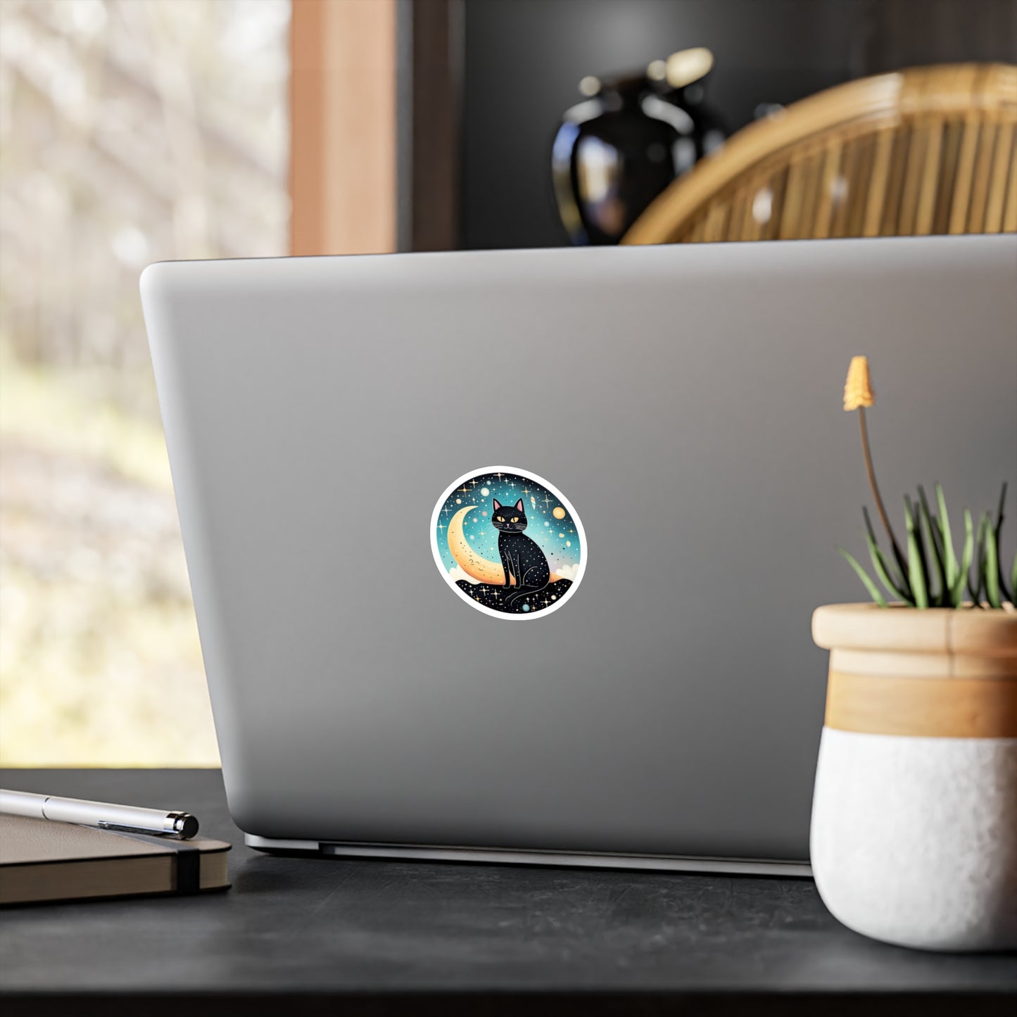 Majestic Luna Kitty on Crescent Sticker