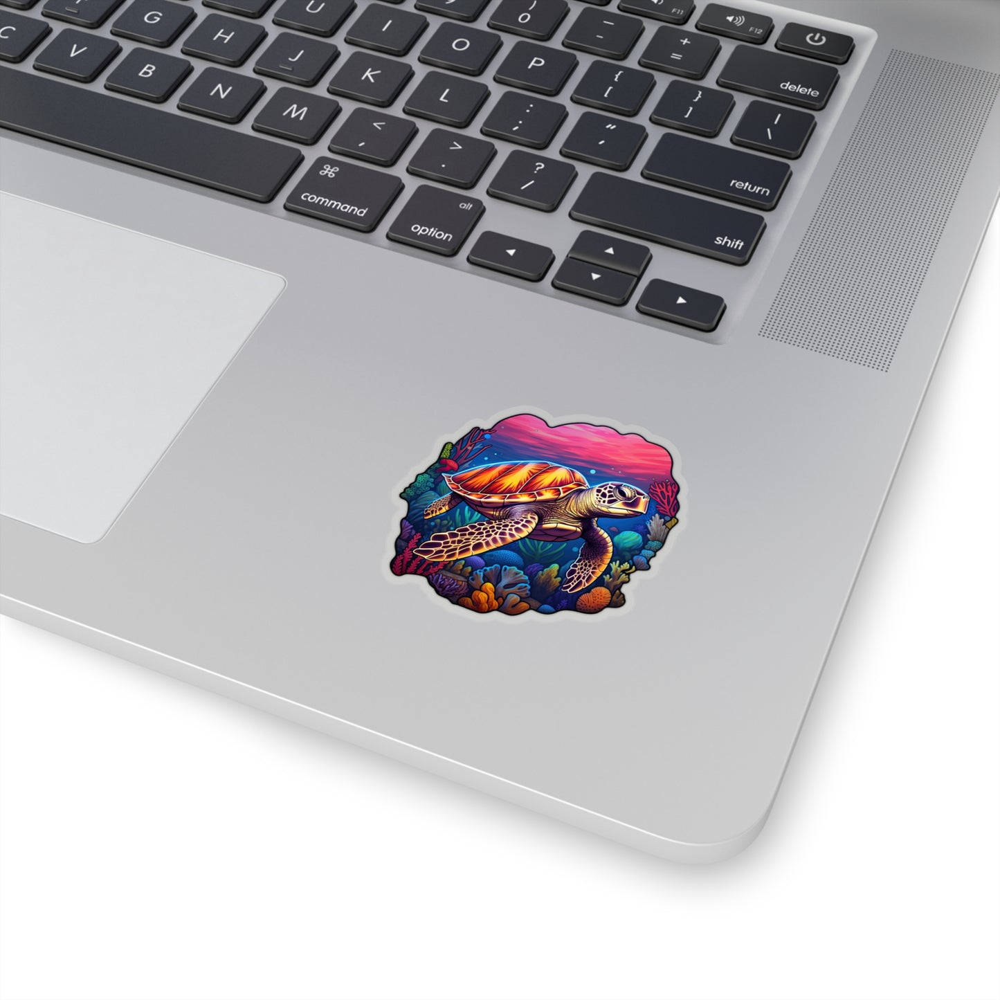 Anime-inspired Hawksbill Turtle in Coral Reef Sticker