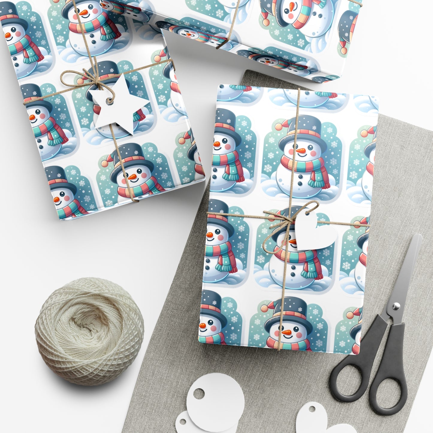 Enchanted Snowman Delight - Pastel Winter Wonderland Wrapping Paper