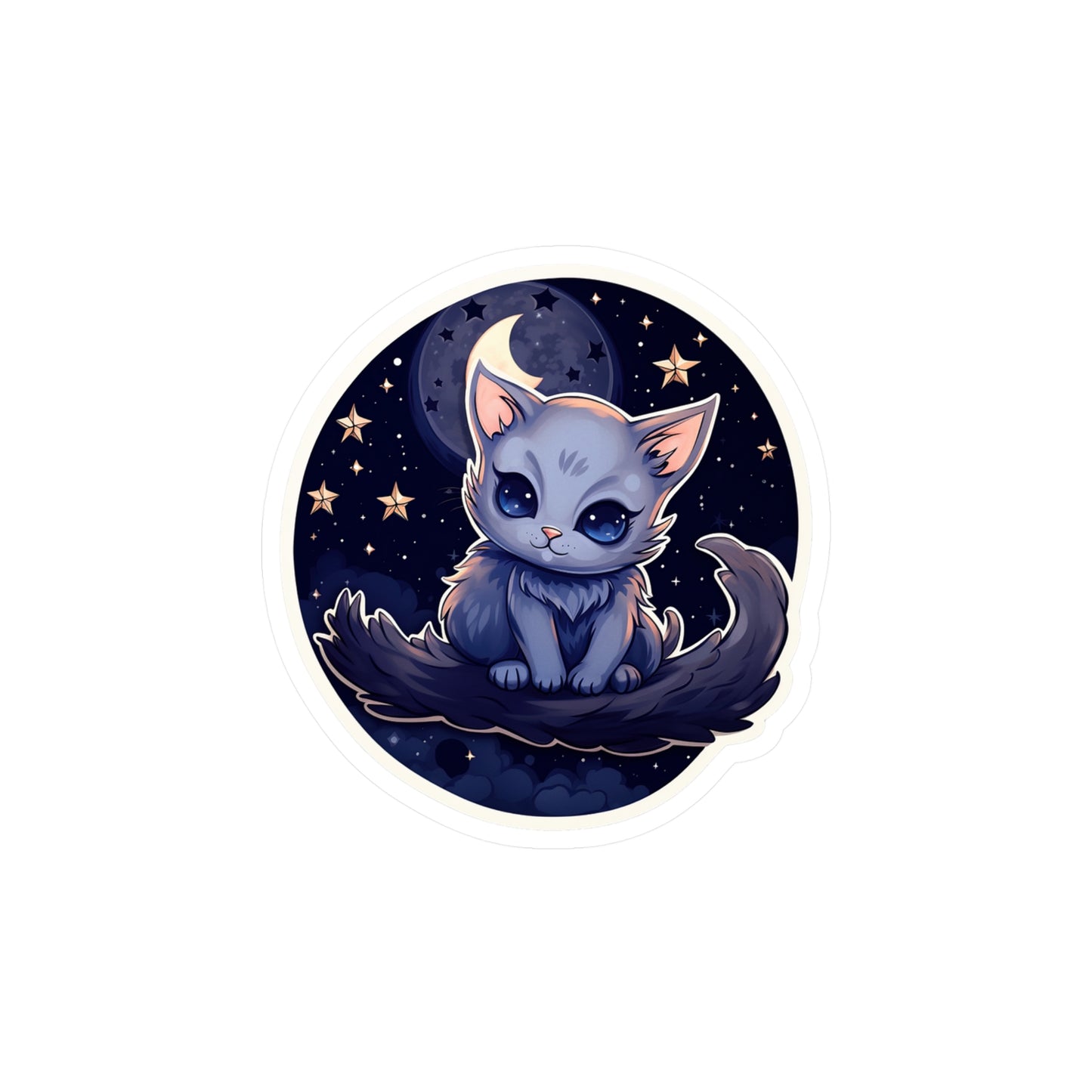 Lunar Kit-Cat on Crescent Sticker.