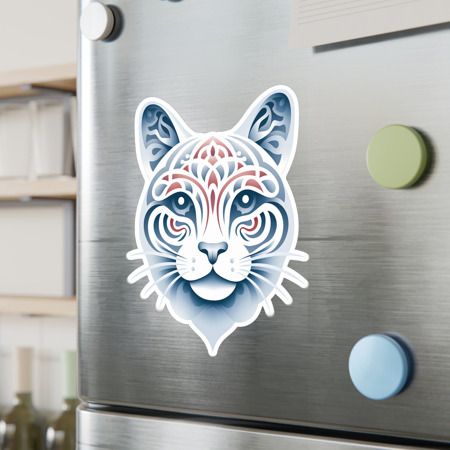 Whiskers of White: Cute Cat Face Sticker