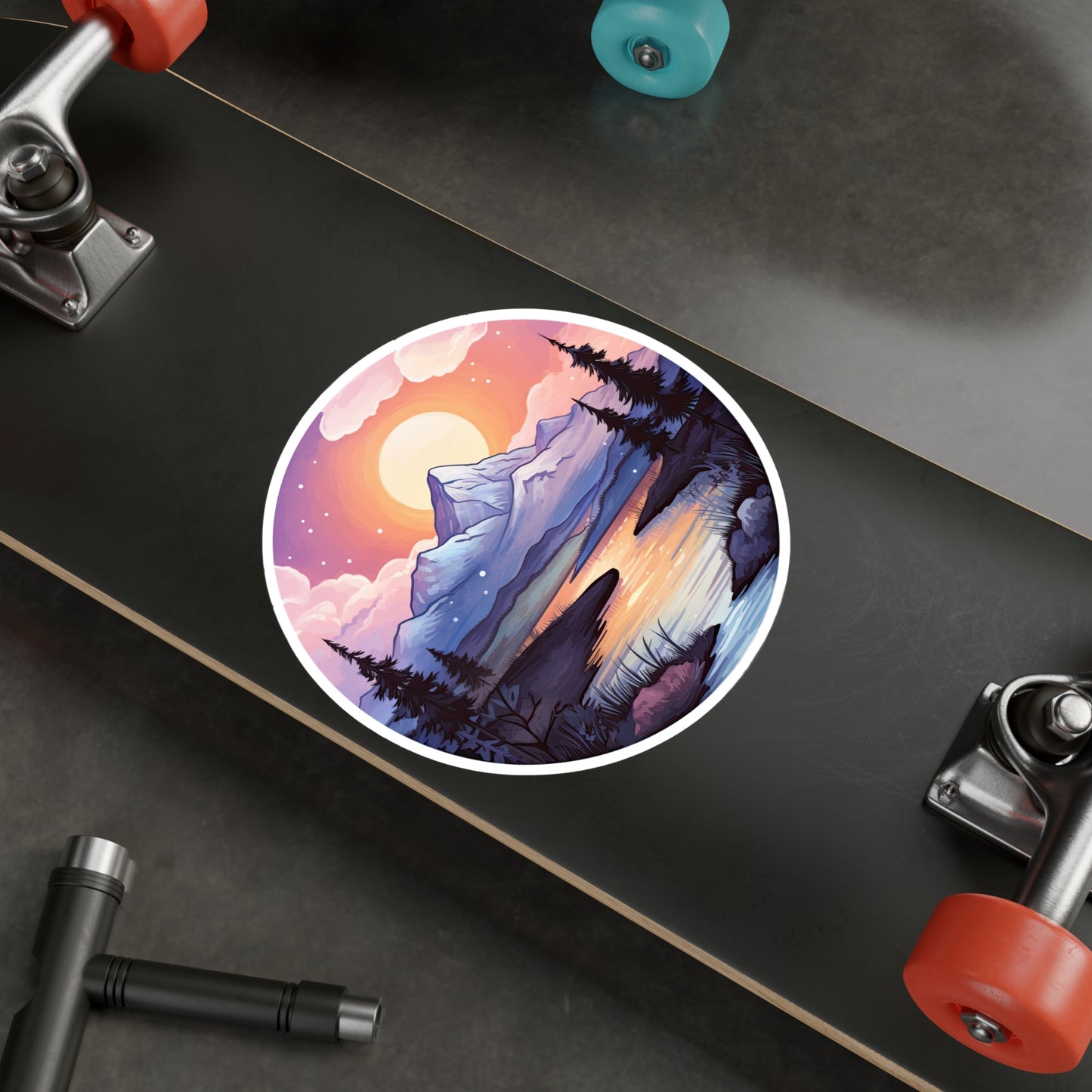 Serene Sunrise Mountain Sticker