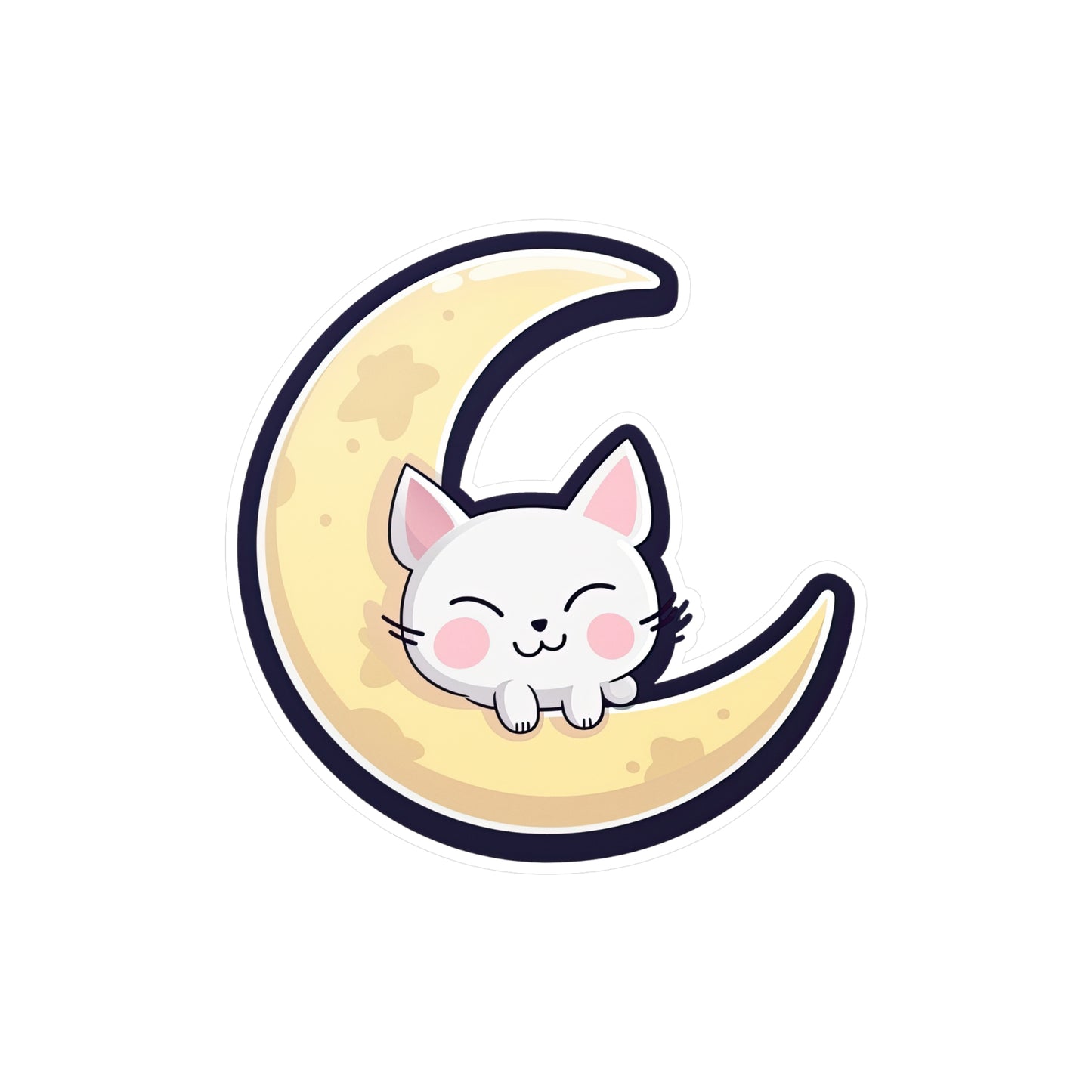 Adorable Cat on Moon Sticker - Perfect for Cat Lovers & Space Enthusiasts - Get Yours Now!