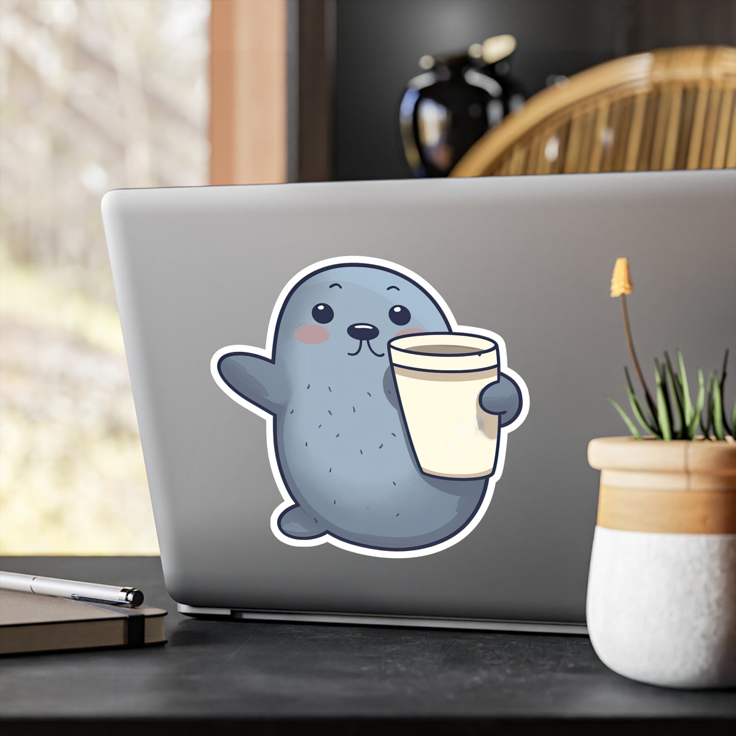 Adorable Clapping Seal Sticker - Perfect for Coffee Lovers | Buy Cute Seal Coffee Sticker Now!