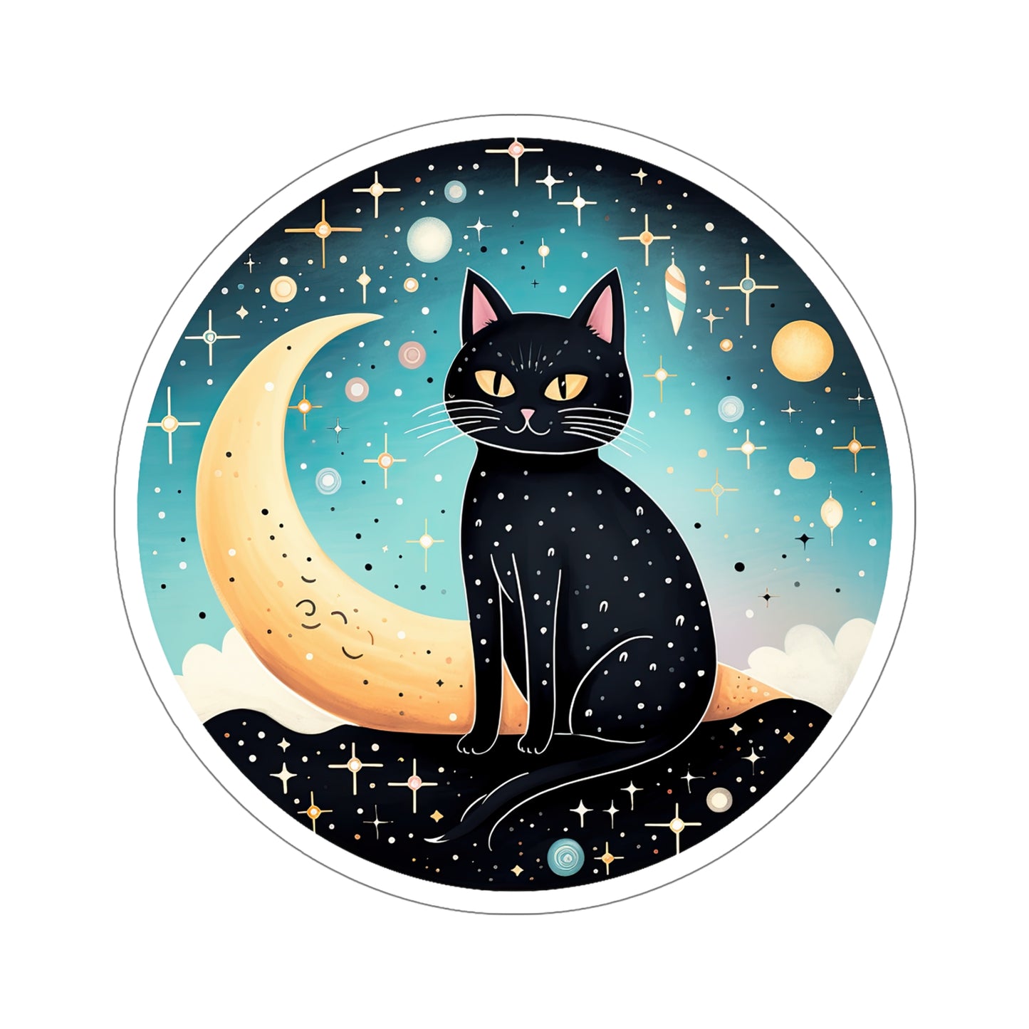 Majestic Luna Kitty on Crescent Sticker