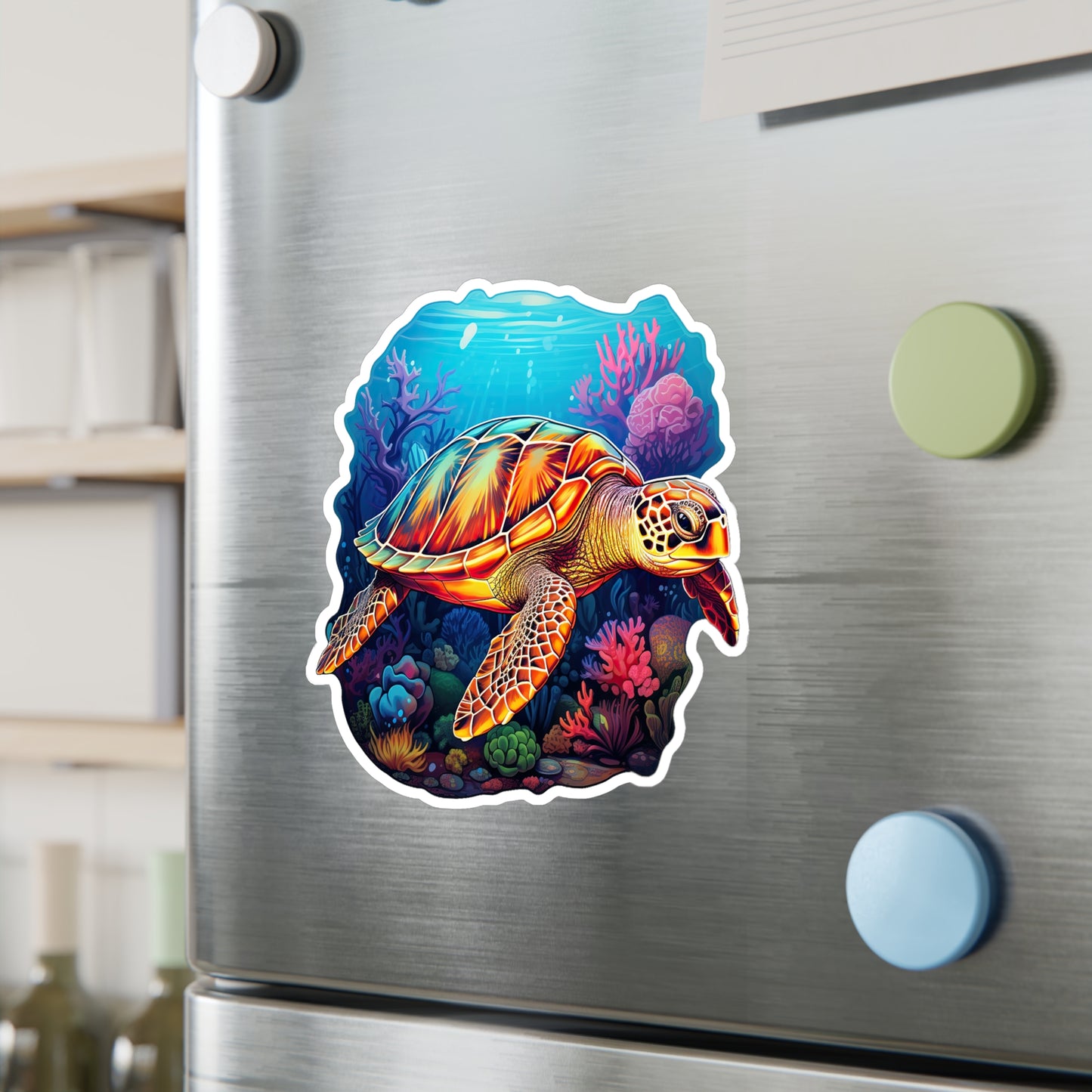 Hawksbill Harmony at Coral Reef Sticker.