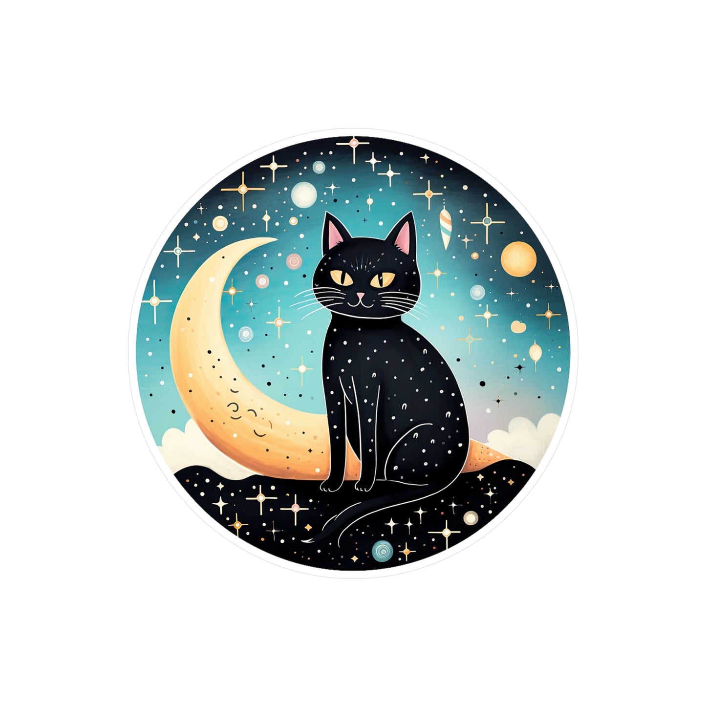 Majestic Luna Kitty on Crescent Sticker
