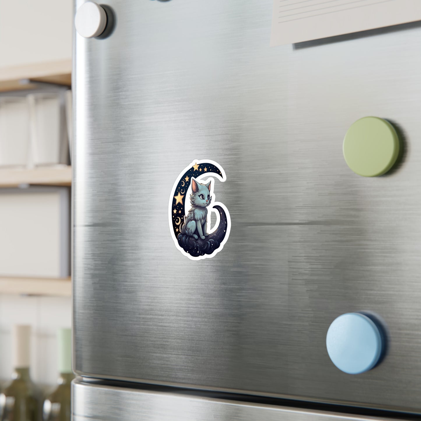 Moonlit Meow: Crescent Kitty Sticker