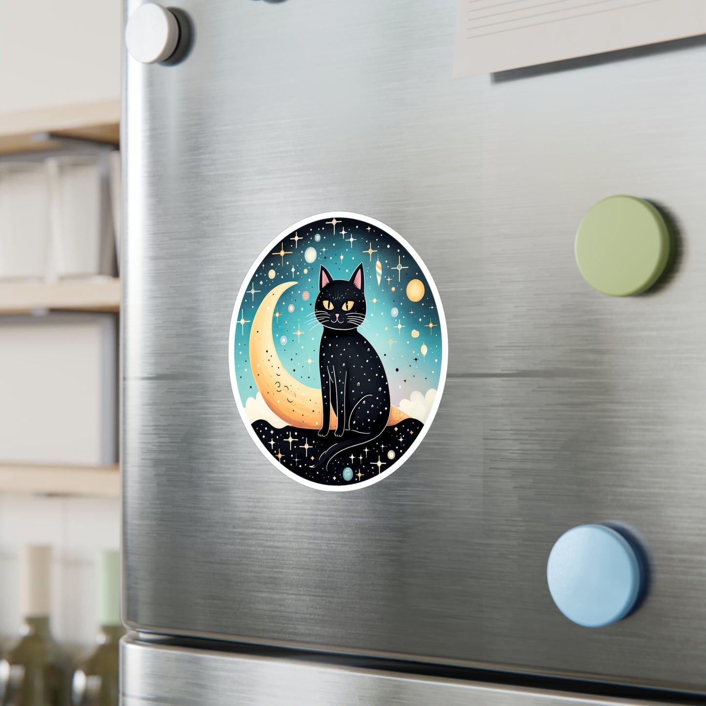 Majestic Luna Kitty on Crescent Sticker