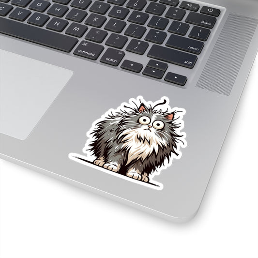 Frazzled Feline Finesse - Cat Sticker