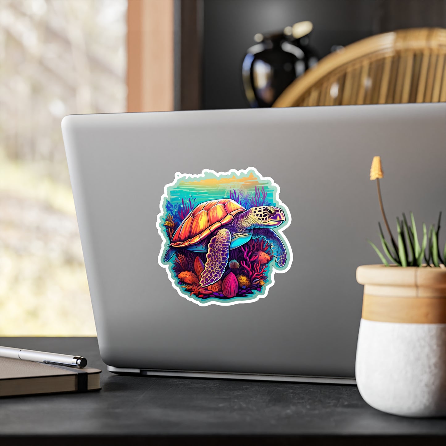 Hawksbill Haven: Coral Reef Anime Sticker