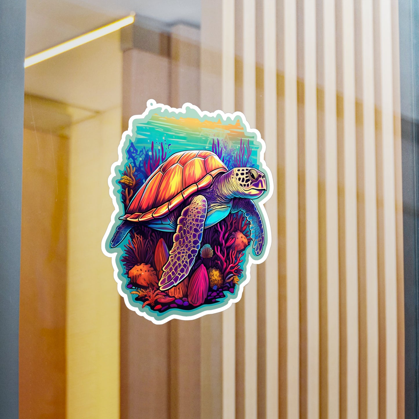 Hawksbill Haven: Coral Reef Anime Sticker