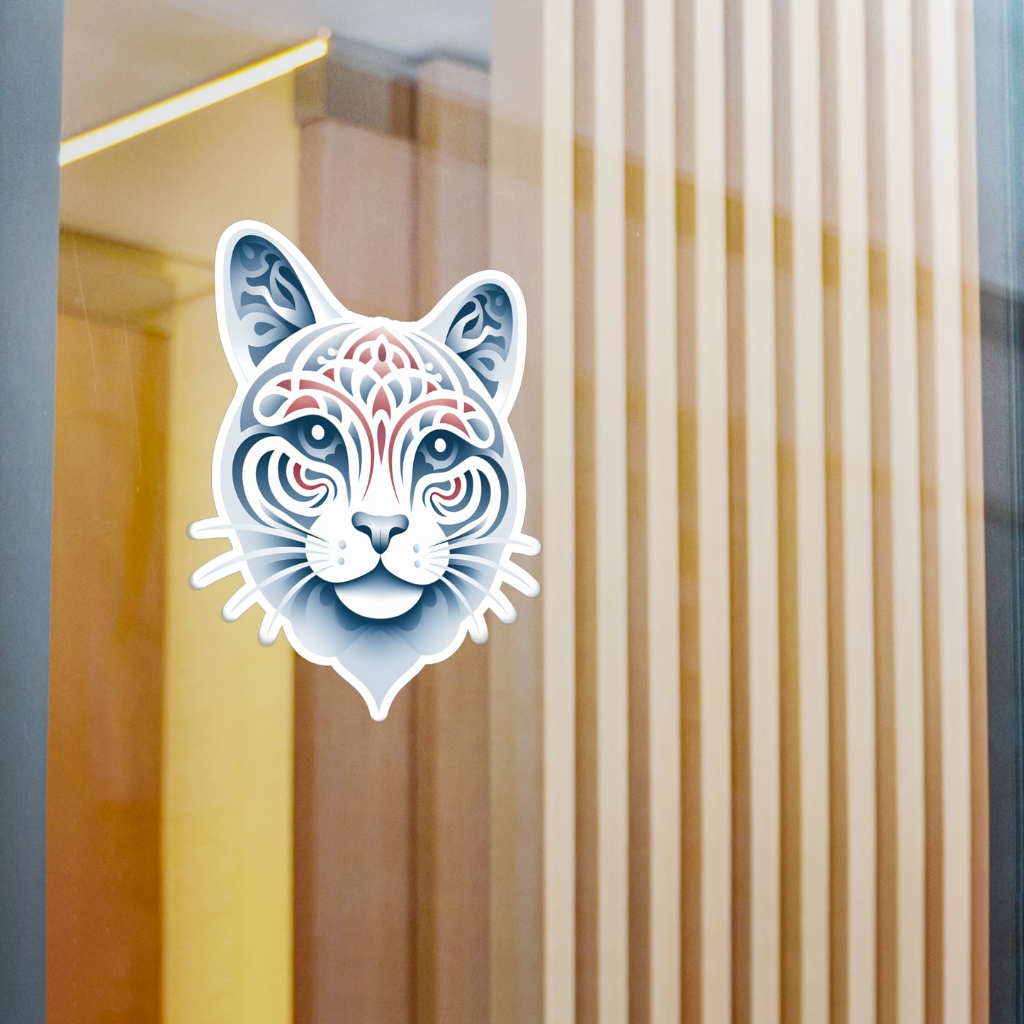 Whiskers of White: Cute Cat Face Sticker