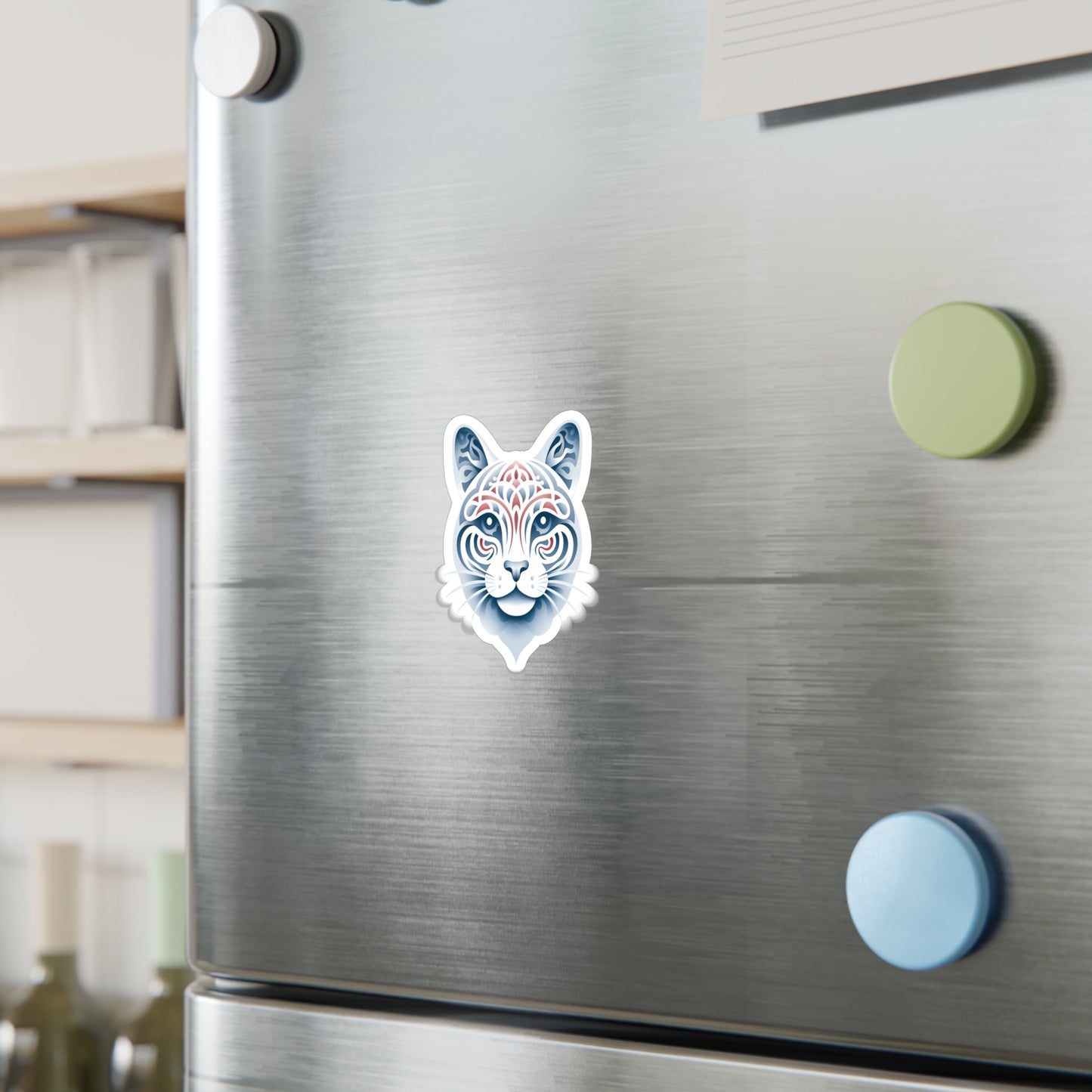 Whiskers of White: Cute Cat Face Sticker