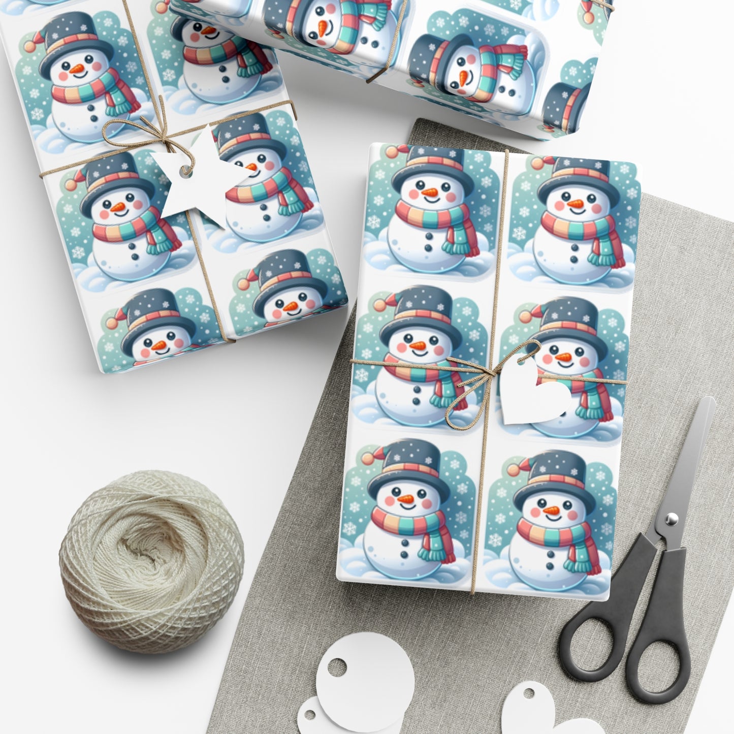 Enchanted Snowman Delight - Pastel Winter Wonderland Wrapping Paper