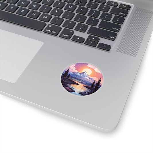 Serene Sunrise Mountain Sticker