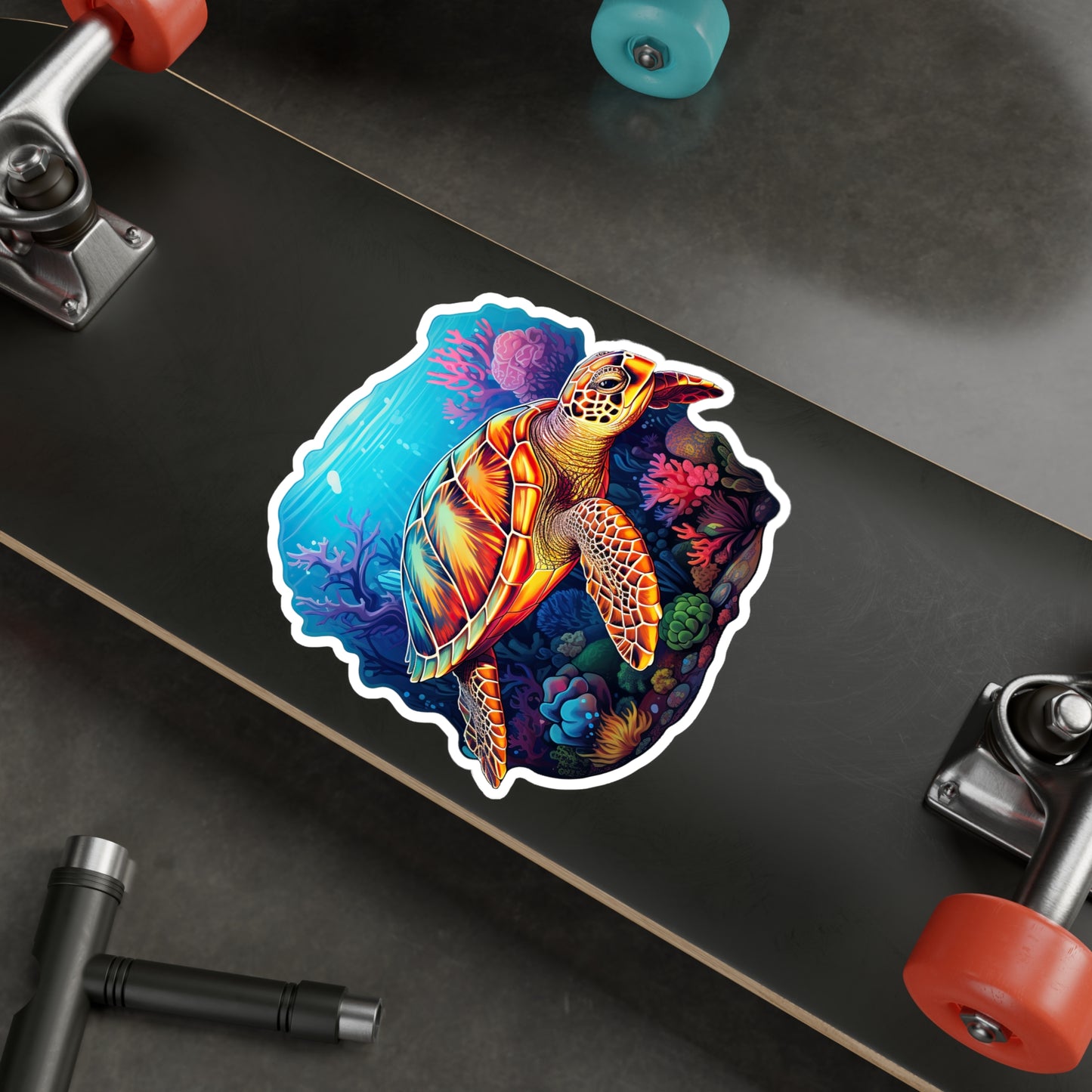 Hawksbill Harmony at Coral Reef Sticker.