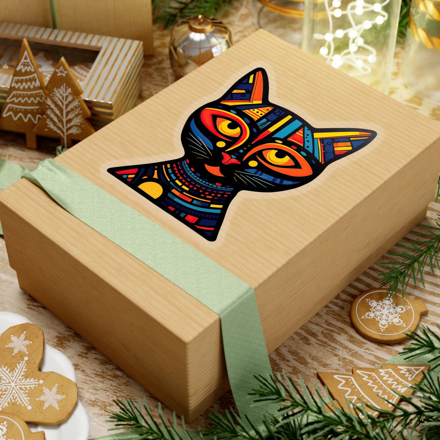 Pharaoh's Feline: Adorable Egyptian Cat Sticker Sticker.