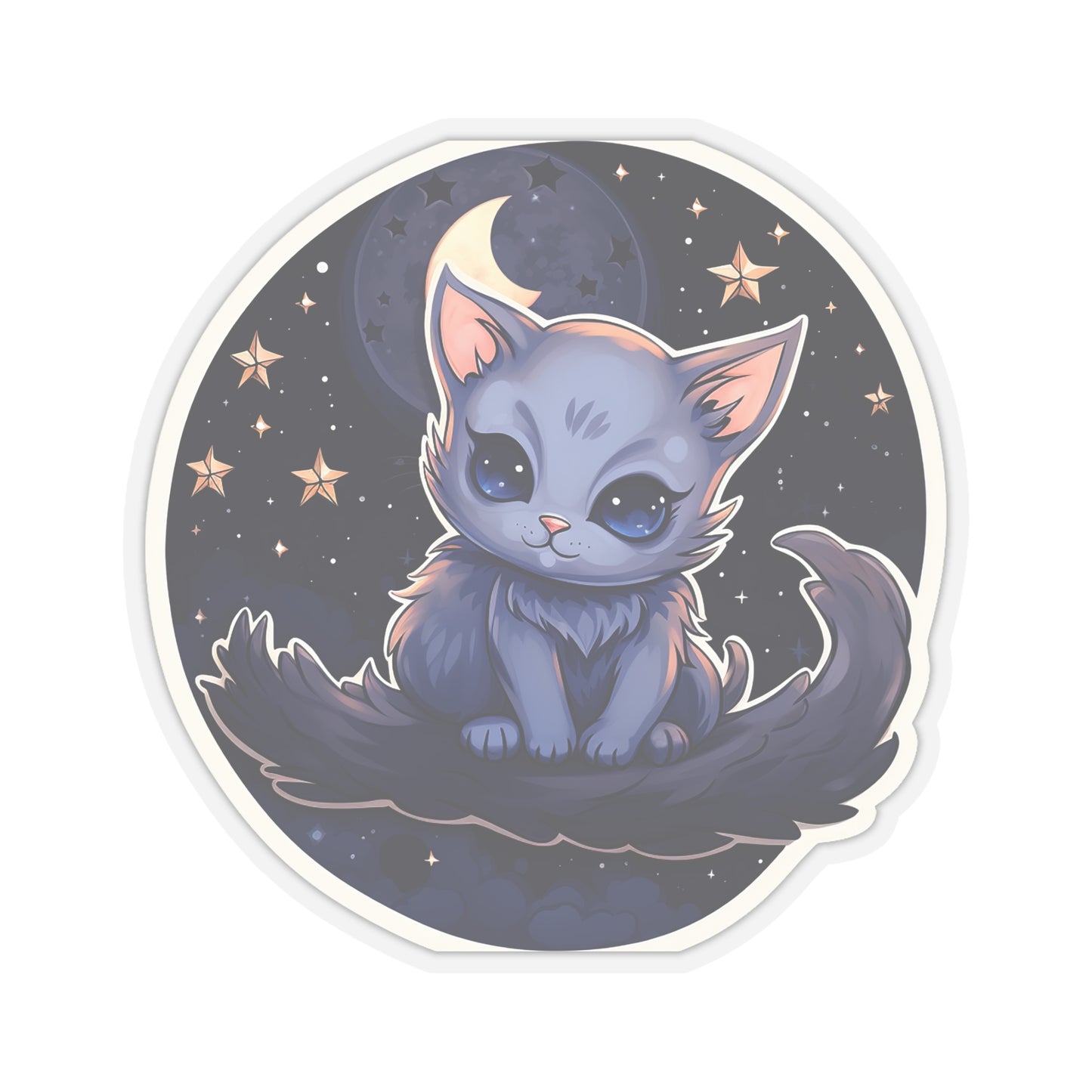 Lunar Kit-Cat on Crescent Sticker.