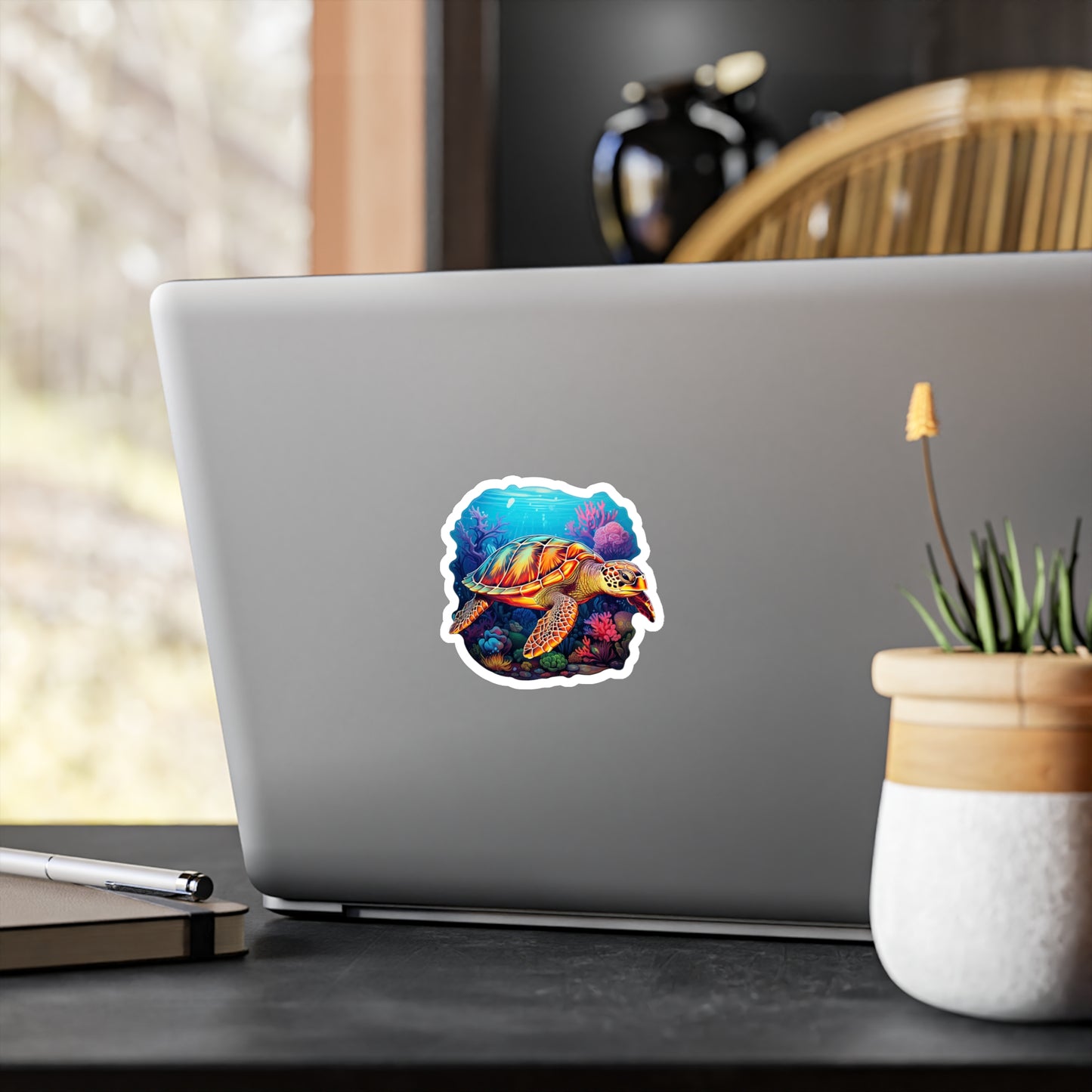 Hawksbill Harmony at Coral Reef Sticker.