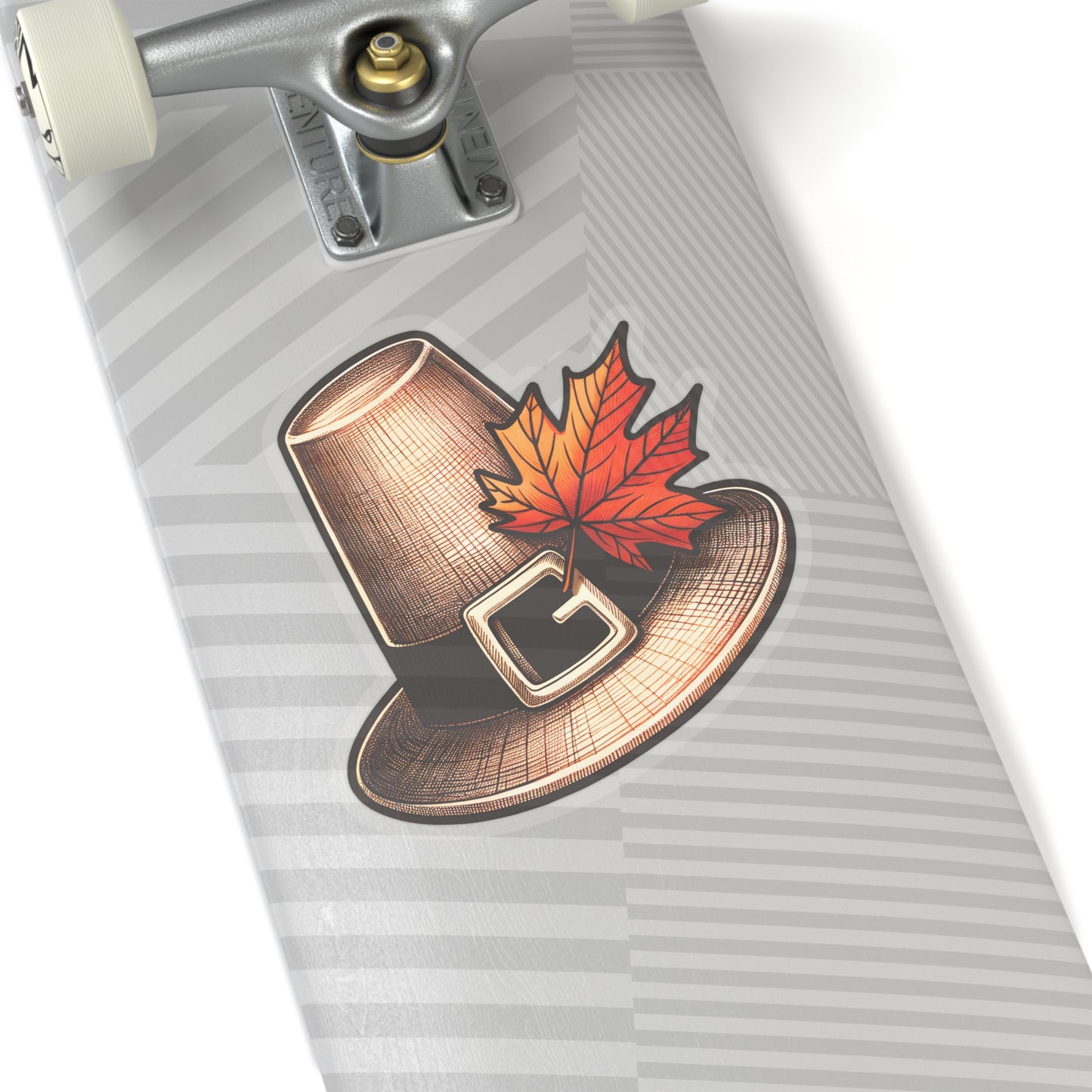 Festive Pilgrim hat + autumn leaf. Thanksgiving vibes! Sticker