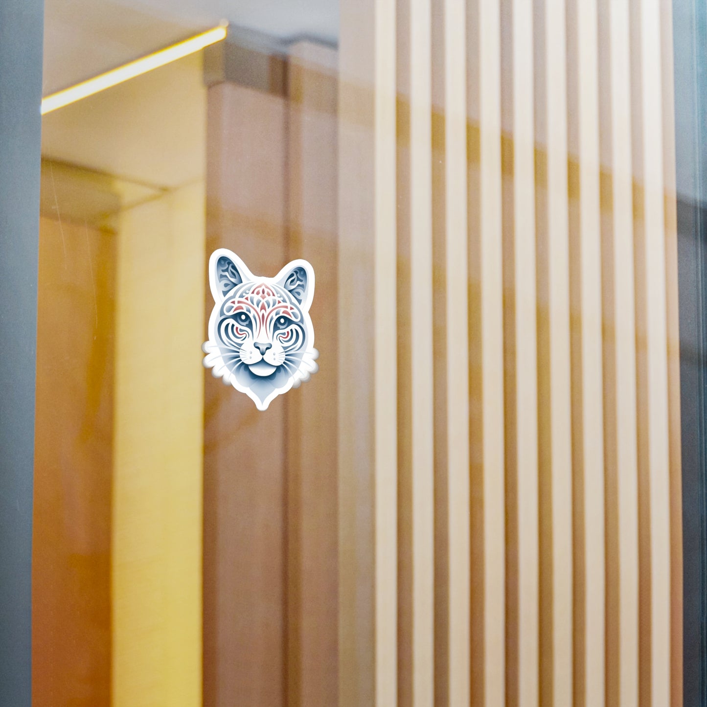 Whiskers of White: Cute Cat Face Sticker