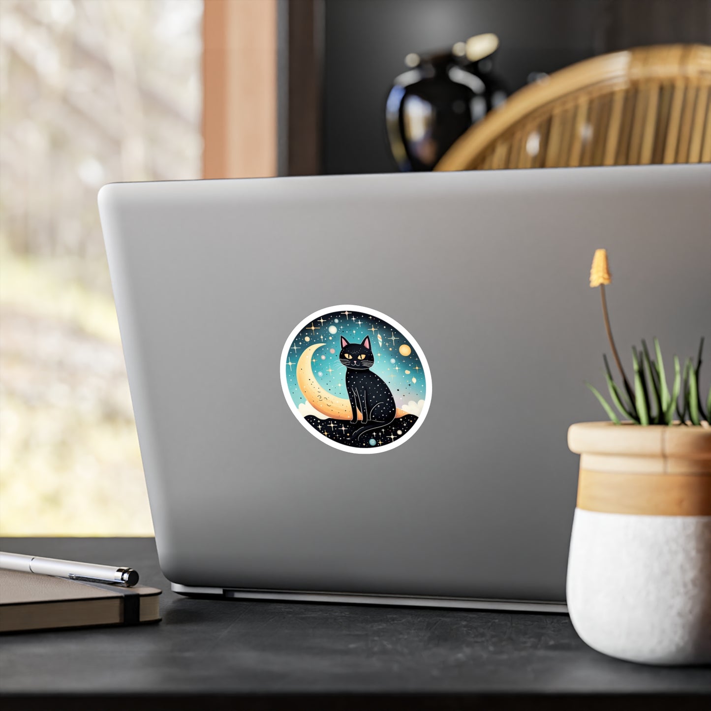 Majestic Luna Kitty on Crescent Sticker