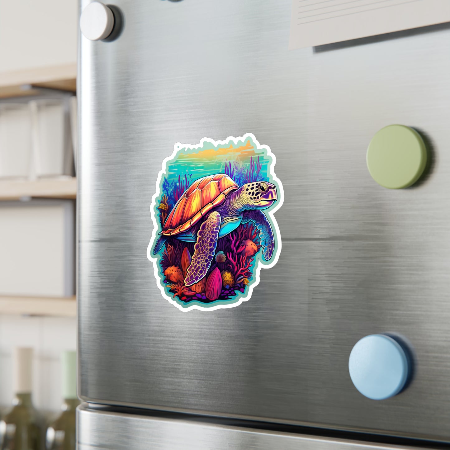 Hawksbill Haven: Coral Reef Anime Sticker