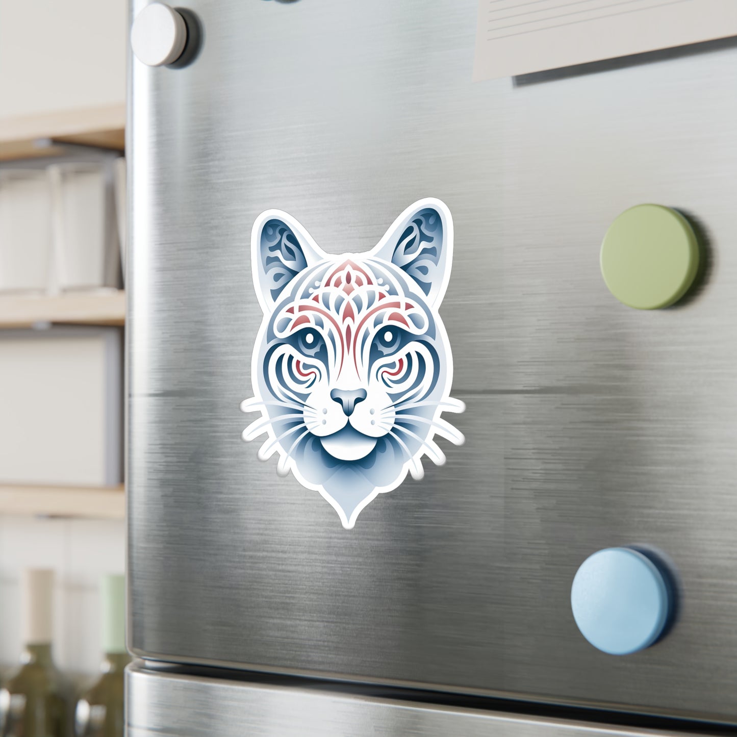 Whiskers of White: Cute Cat Face Sticker