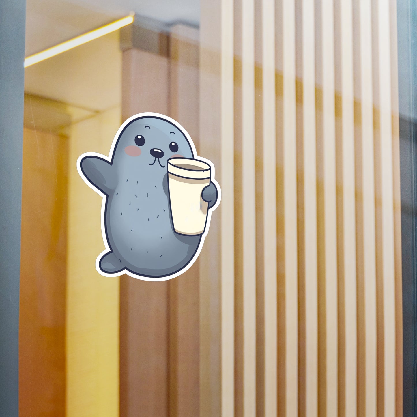 Adorable Clapping Seal Sticker - Perfect for Coffee Lovers | Buy Cute Seal Coffee Sticker Now!