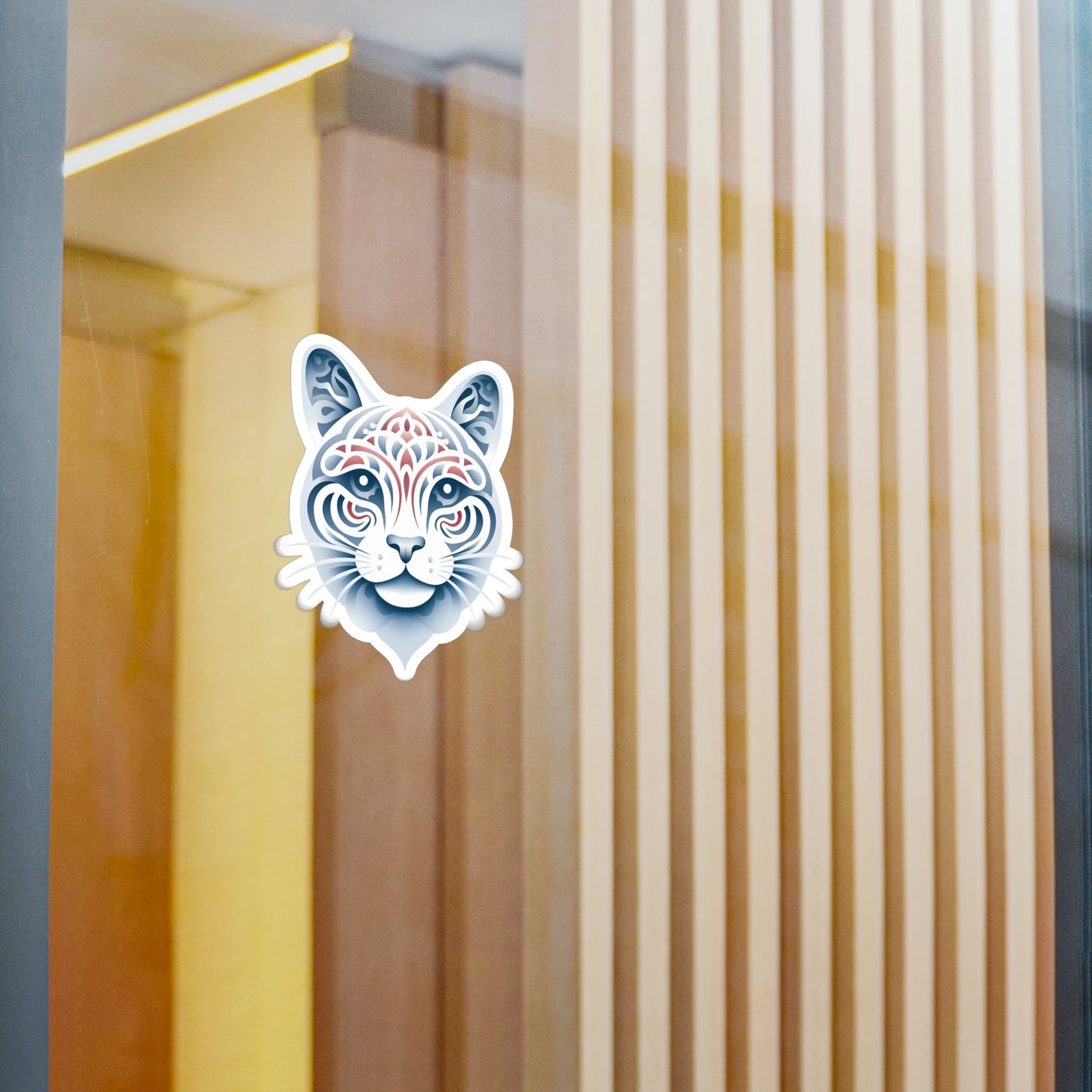 Whiskers of White: Cute Cat Face Sticker