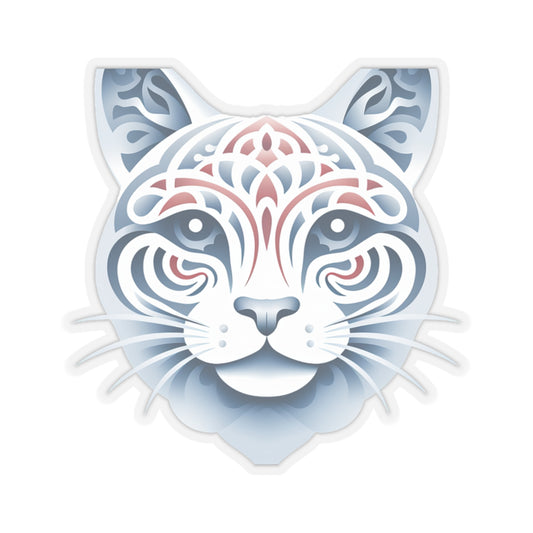 Whiskers of White: Cute Cat Face Sticker