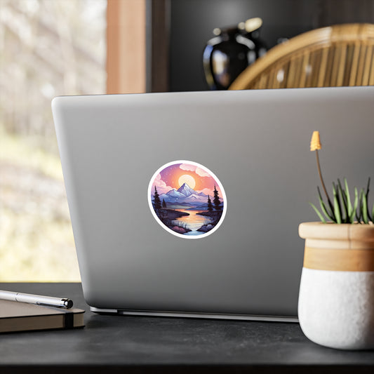 Serene Sunrise Mountain Sticker