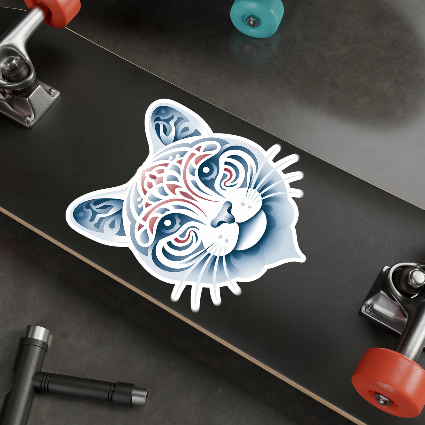 Whiskers of White: Cute Cat Face Sticker