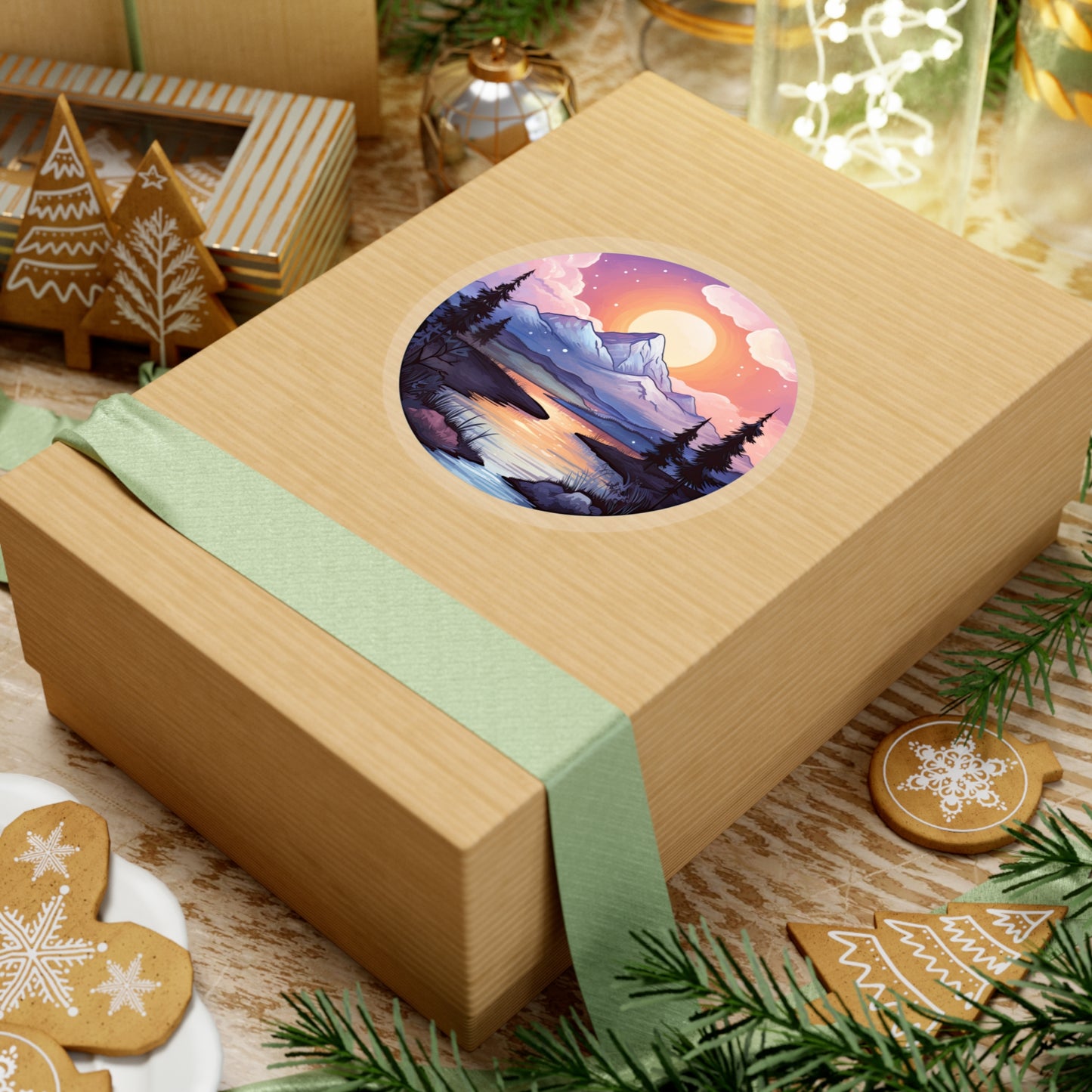 Serene Sunrise Mountain Sticker