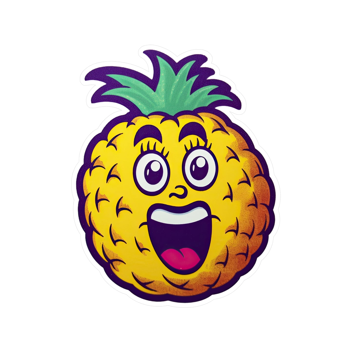 Pineapple Paradise: Vintage Pop Art Cartoon Sticker