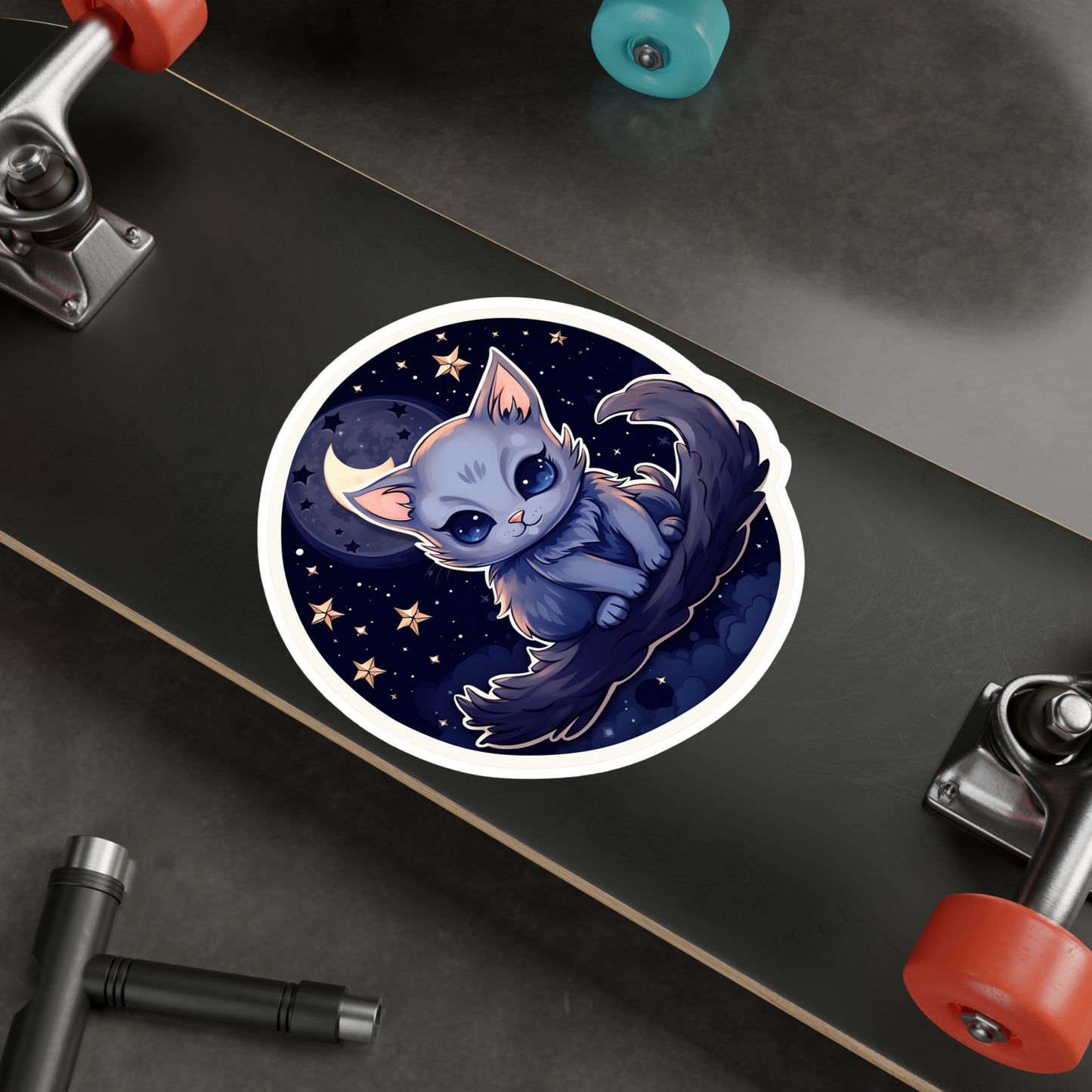 Lunar Kit-Cat on Crescent Sticker.