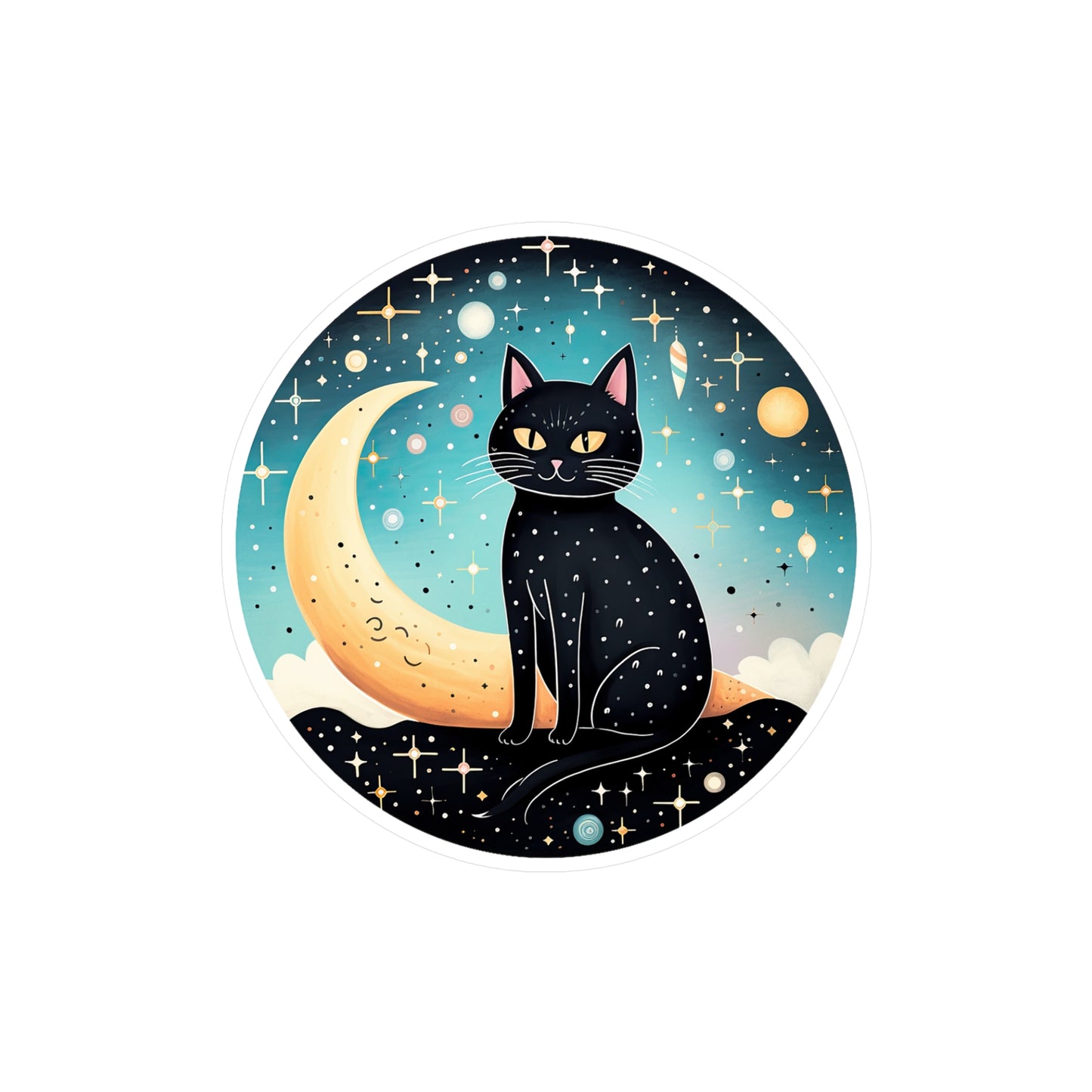Majestic Luna Kitty on Crescent Sticker