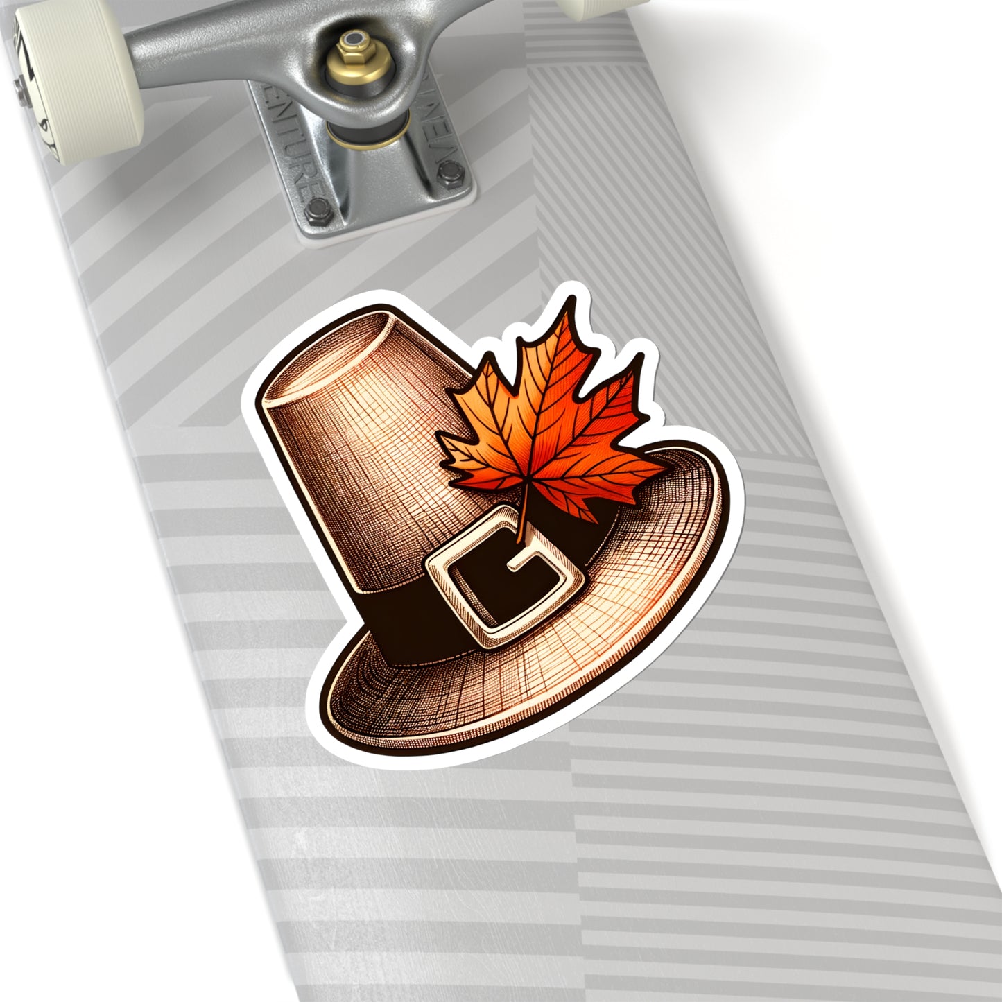 Festive Pilgrim hat + autumn leaf. Thanksgiving vibes! Sticker