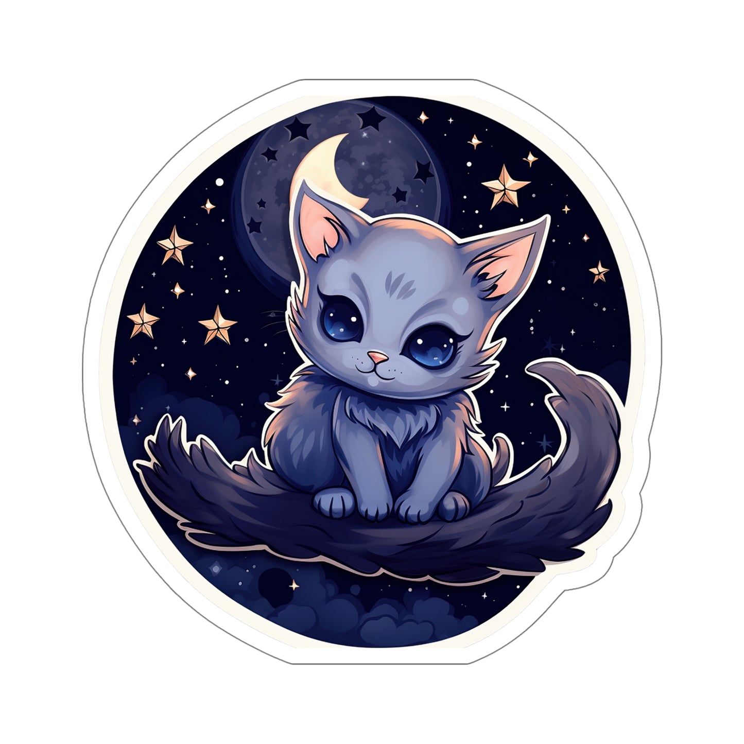 Lunar Kit-Cat on Crescent Sticker.