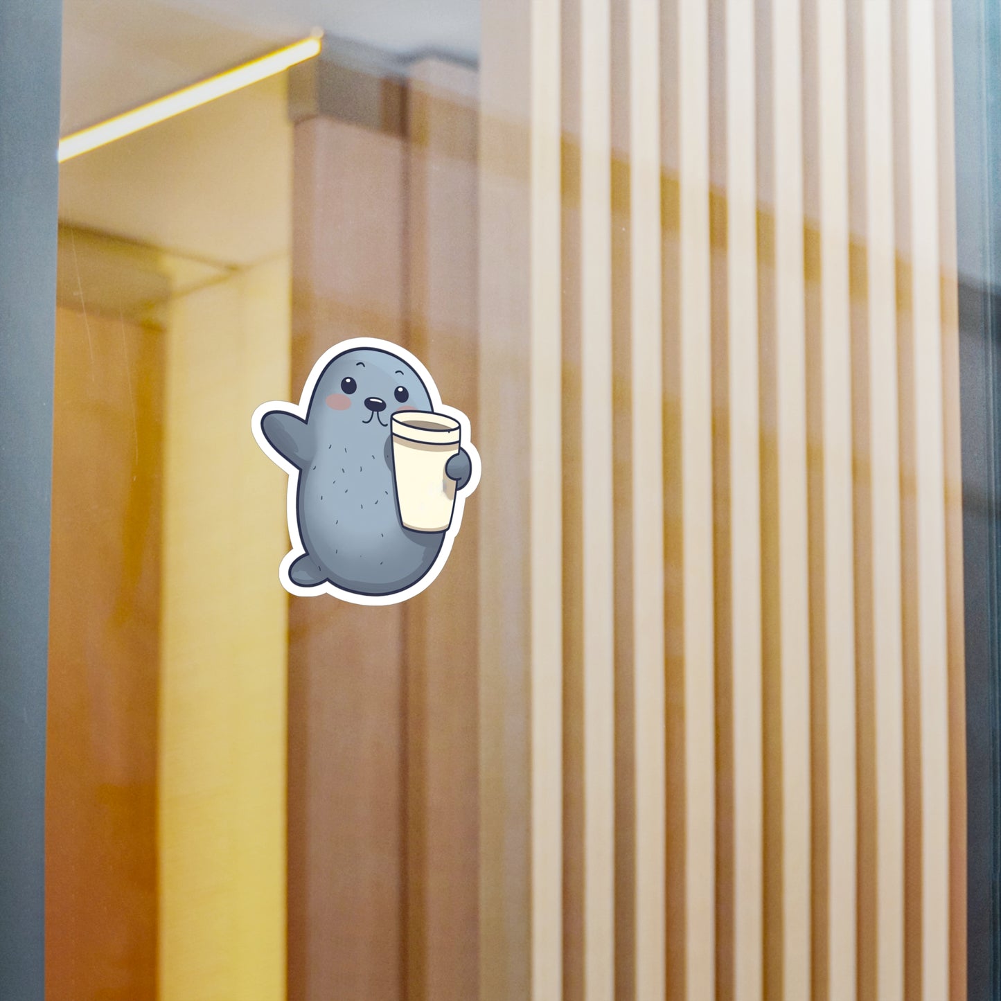 Adorable Clapping Seal Sticker - Perfect for Coffee Lovers | Buy Cute Seal Coffee Sticker Now!