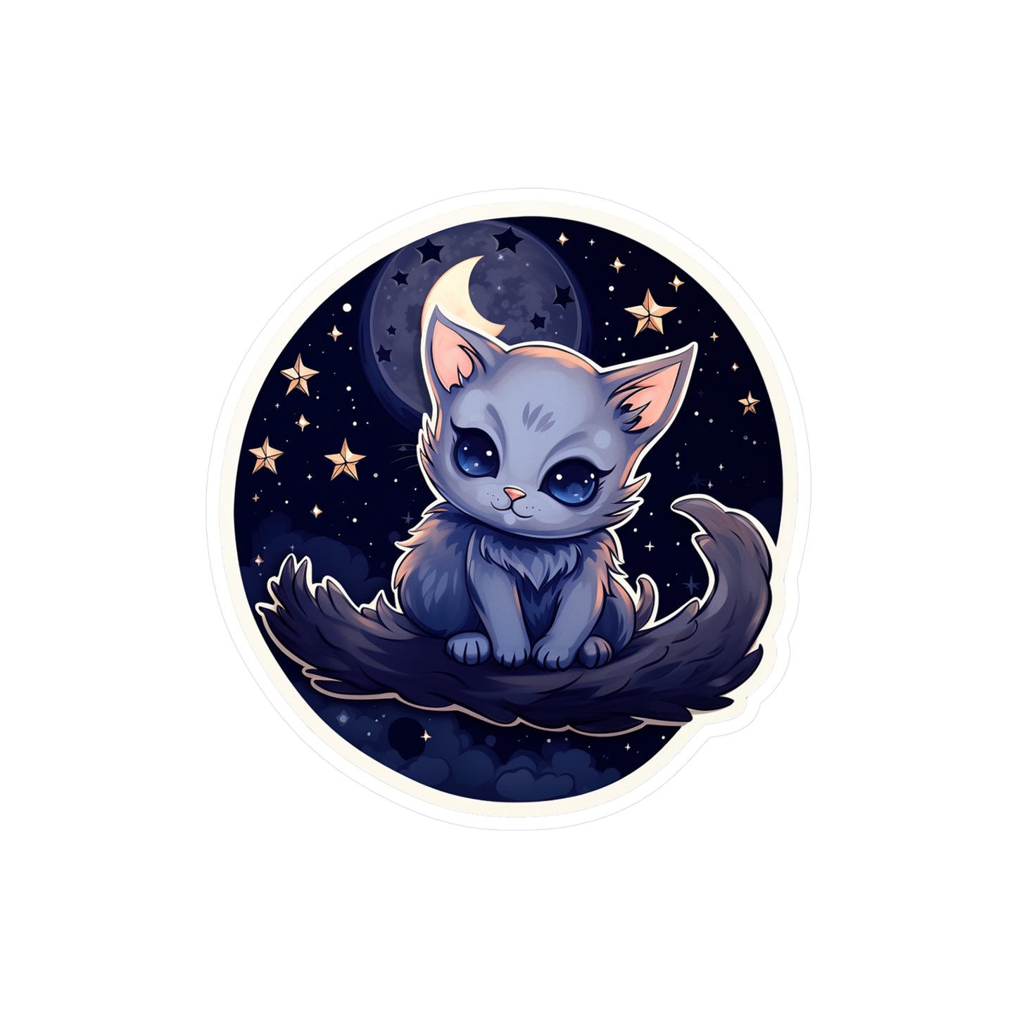 Lunar Kit-Cat on Crescent Sticker.