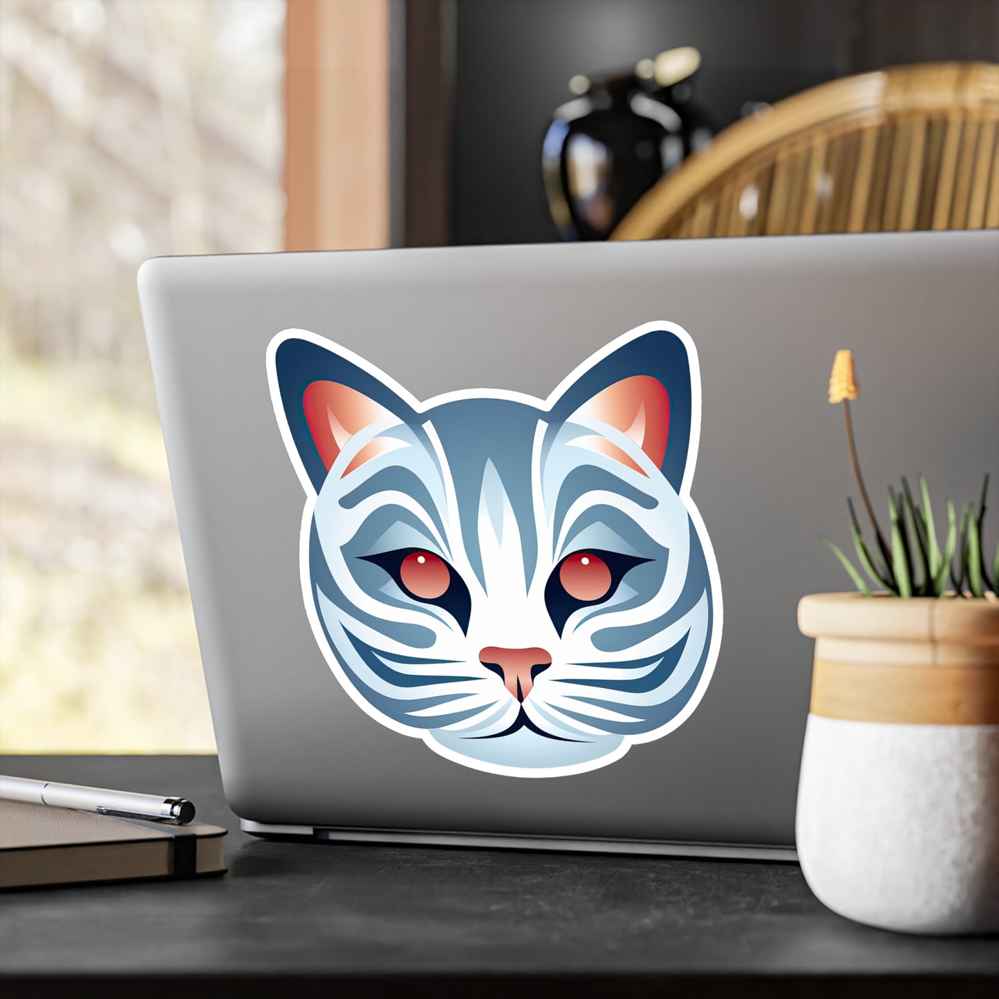 Whimsical White Kitty Sticker