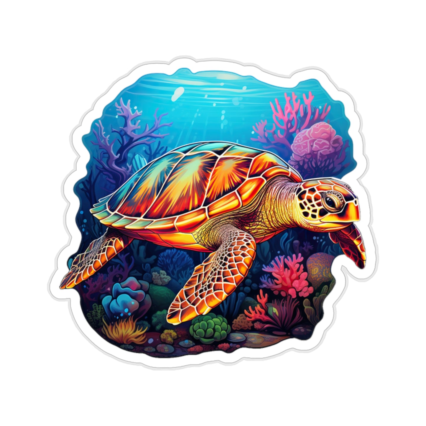 Hawksbill Harmony at Coral Reef Sticker.