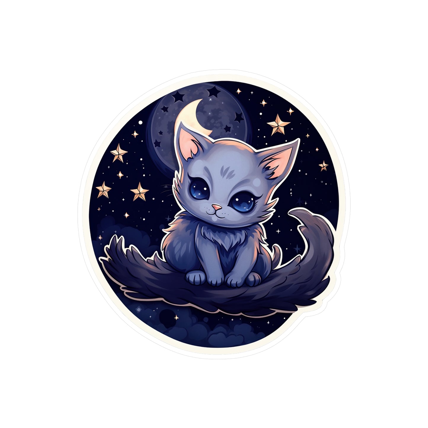 Lunar Kit-Cat on Crescent Sticker.