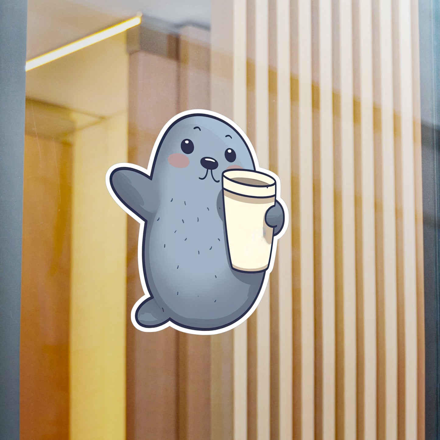 Adorable Clapping Seal Sticker - Perfect for Coffee Lovers | Buy Cute Seal Coffee Sticker Now!