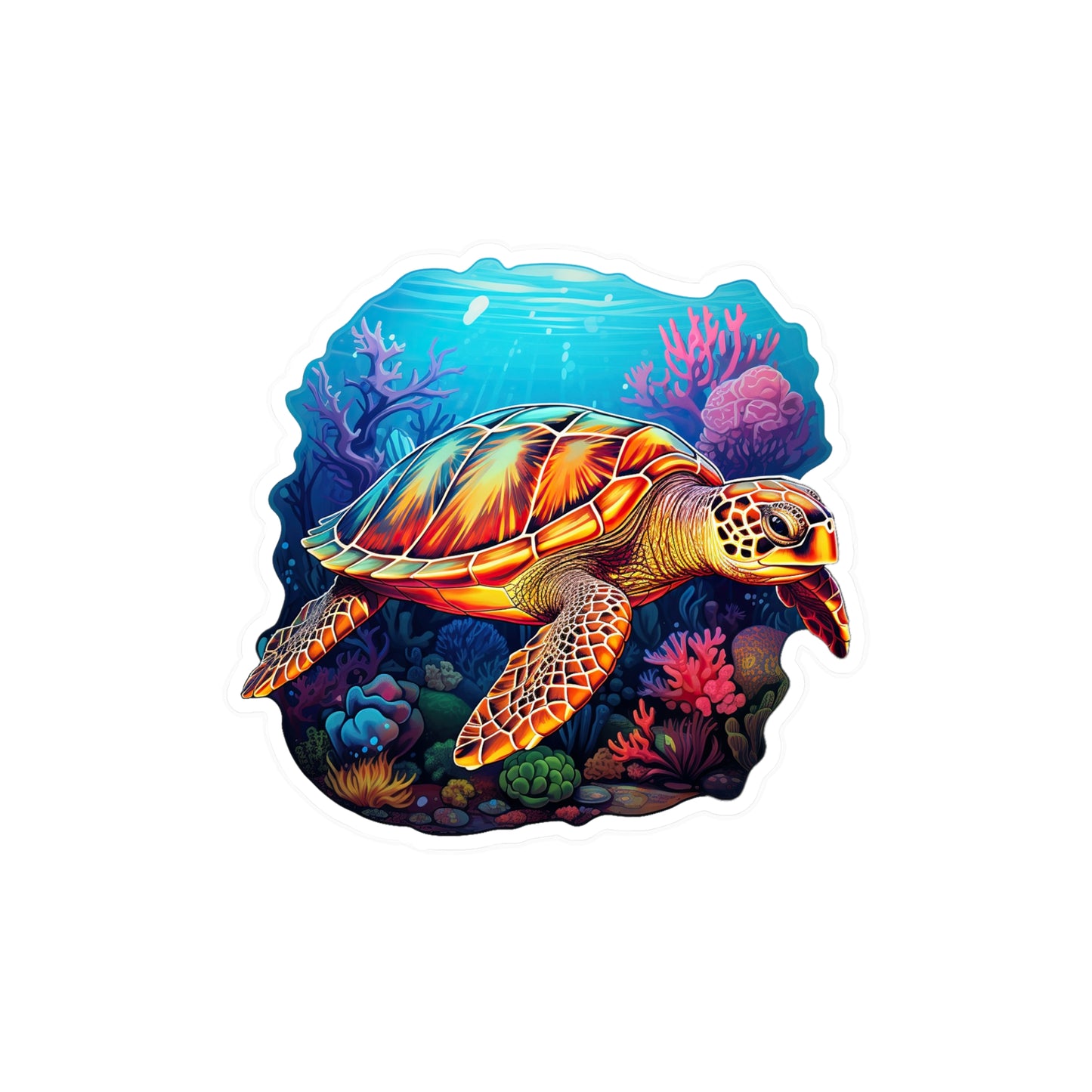 Hawksbill Harmony at Coral Reef Sticker.