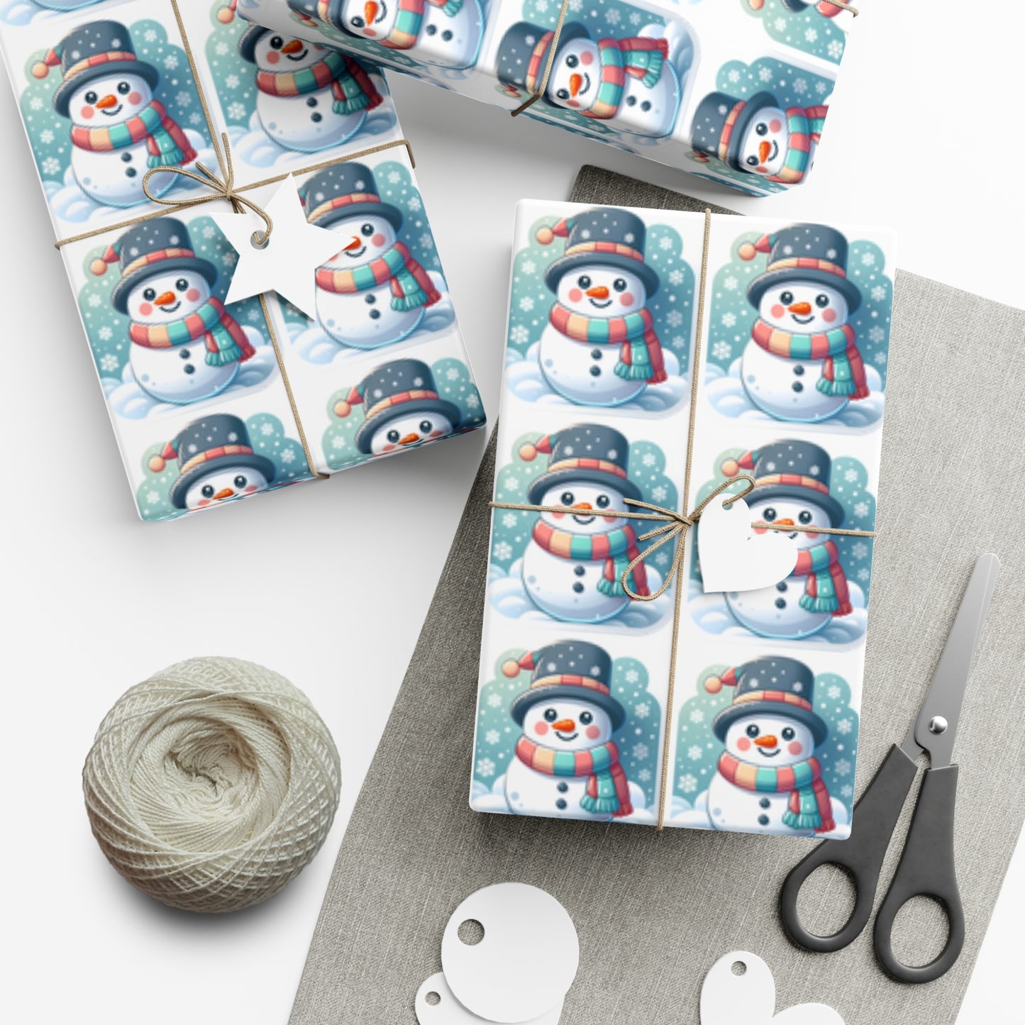 Enchanted Snowman Delight - Pastel Winter Wonderland Wrapping Paper