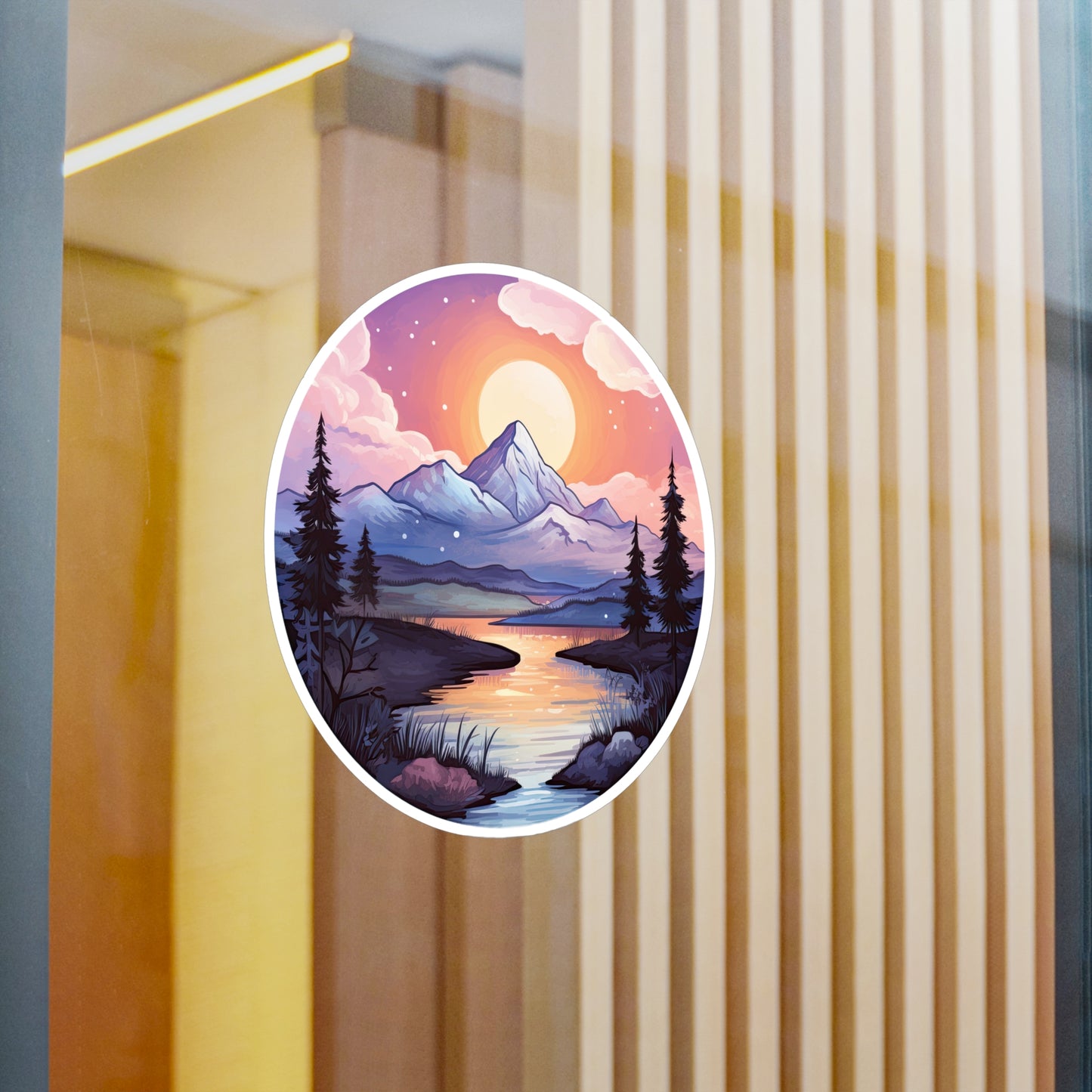 Serene Sunrise Mountain Sticker